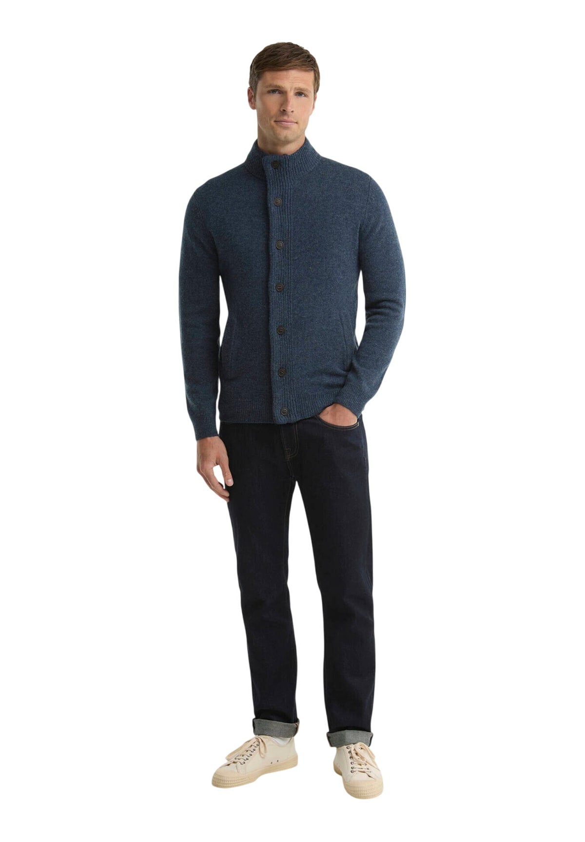 Maglione Collo Alto Essential Patch Zip Through MKN0731 Dark Indigo