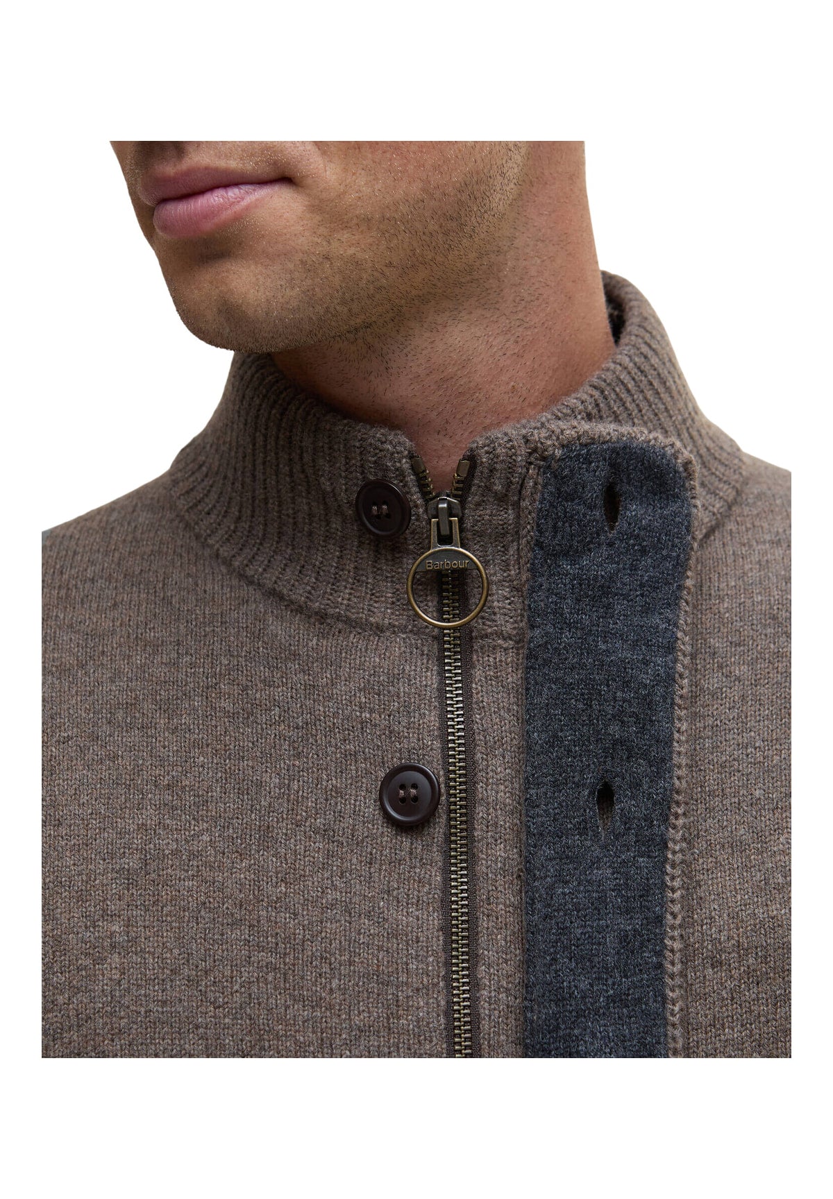 Maglione Collo Alto Essential Patch Zip Through MKN0731 Dark Stone