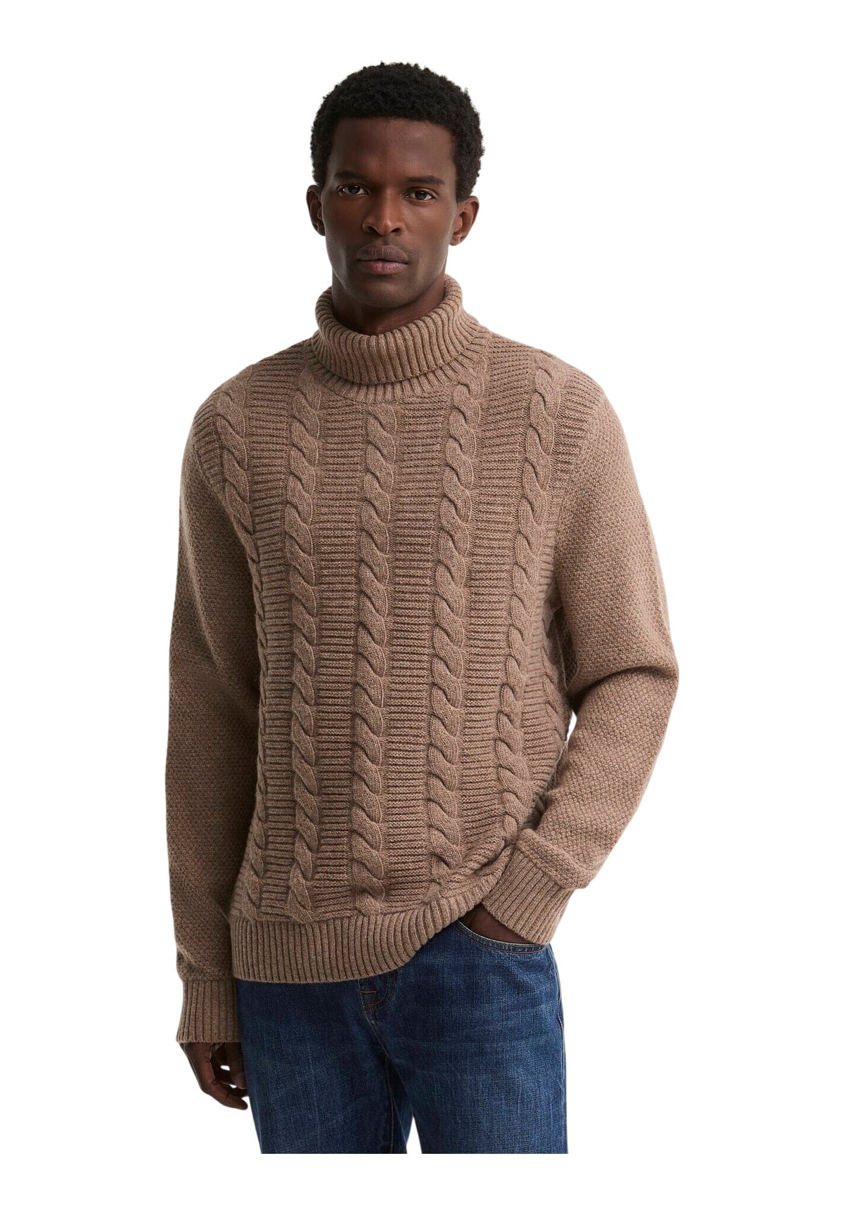 Maglione Collo Alto Staplecross Rollneck Sweater MKN1760 Stone
