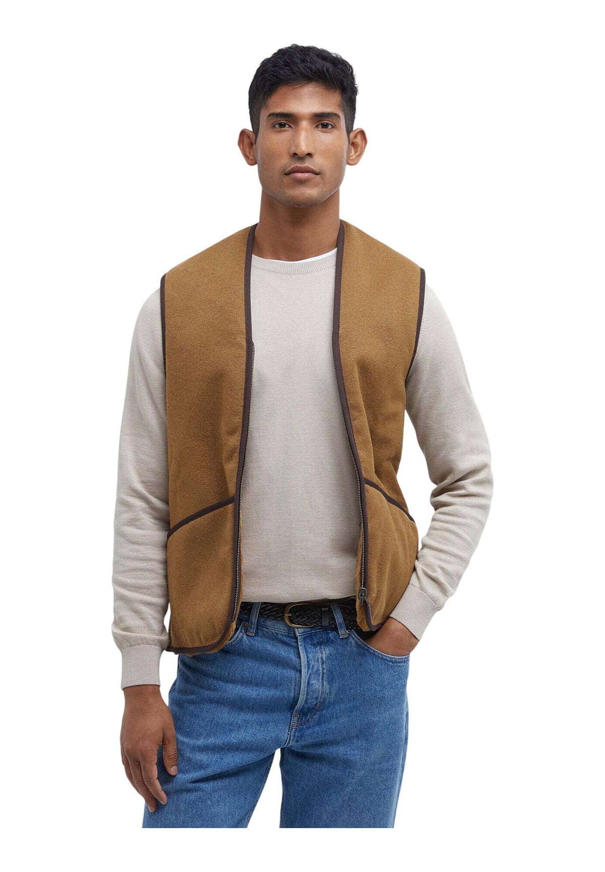 Smanicato Gilet Warm Pile Waistcoat Zip MLI0004 Brown