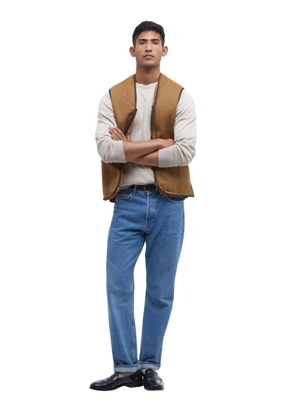 Smanicato Gilet Warm Pile Waistcoat Zip MLI0004 Brown