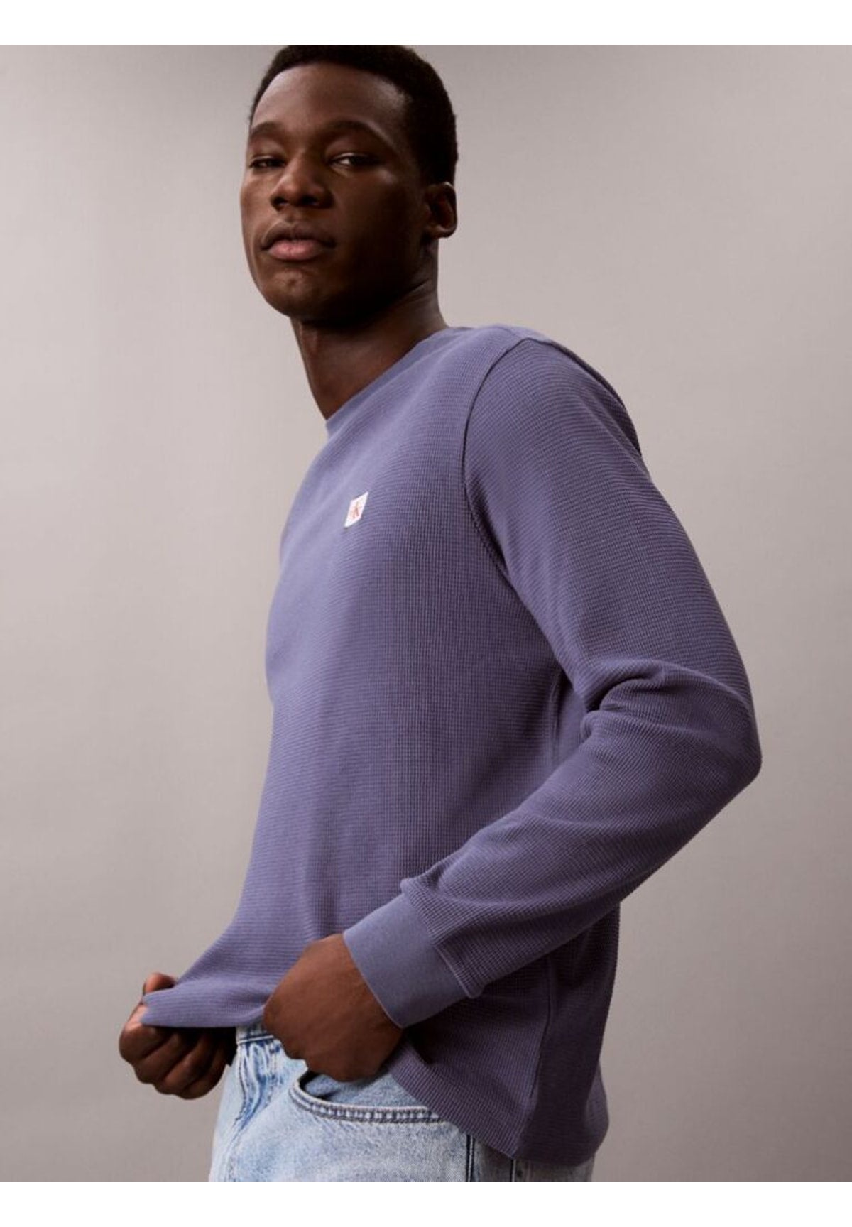 T-shirt a Maniche Lunghe Ls Waffle Badge Crew LV040EM217 Blue Nomad