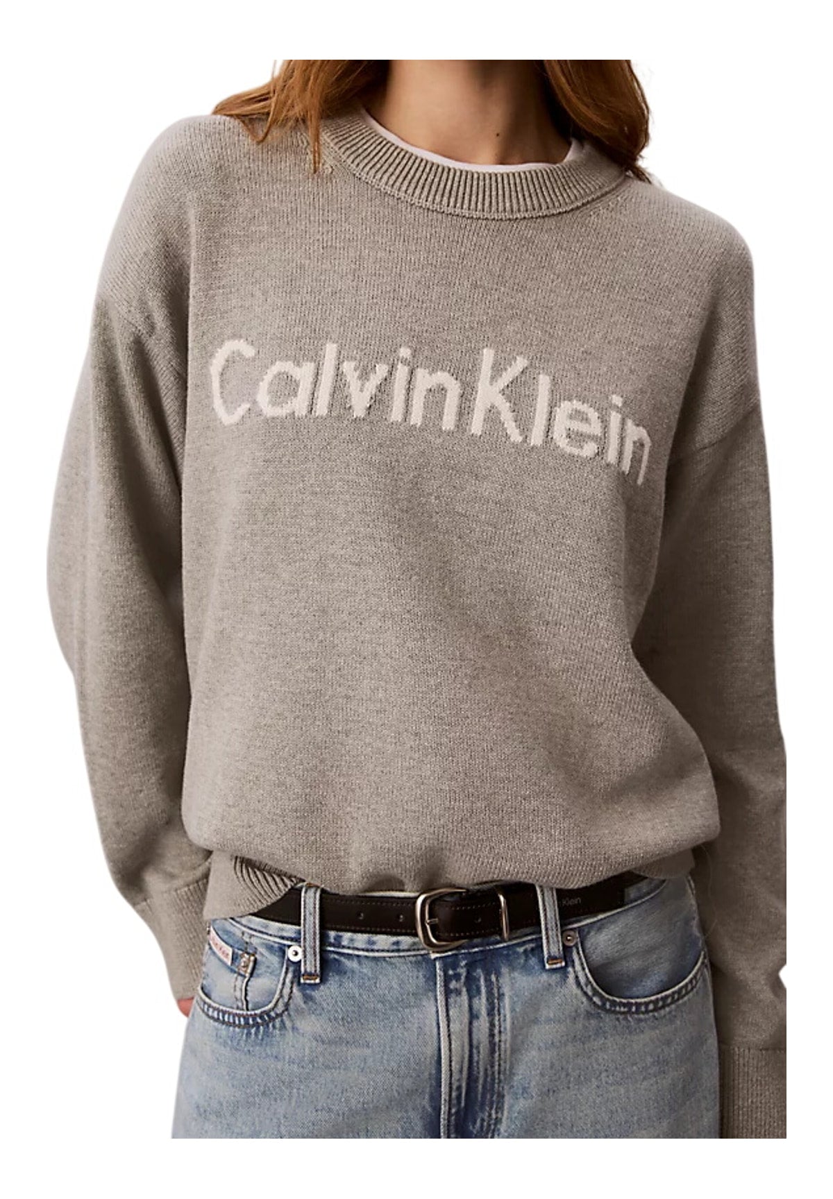Maglione Girocollo Contrast Logo Ls Swe LV044G313G B10 Grey Heather