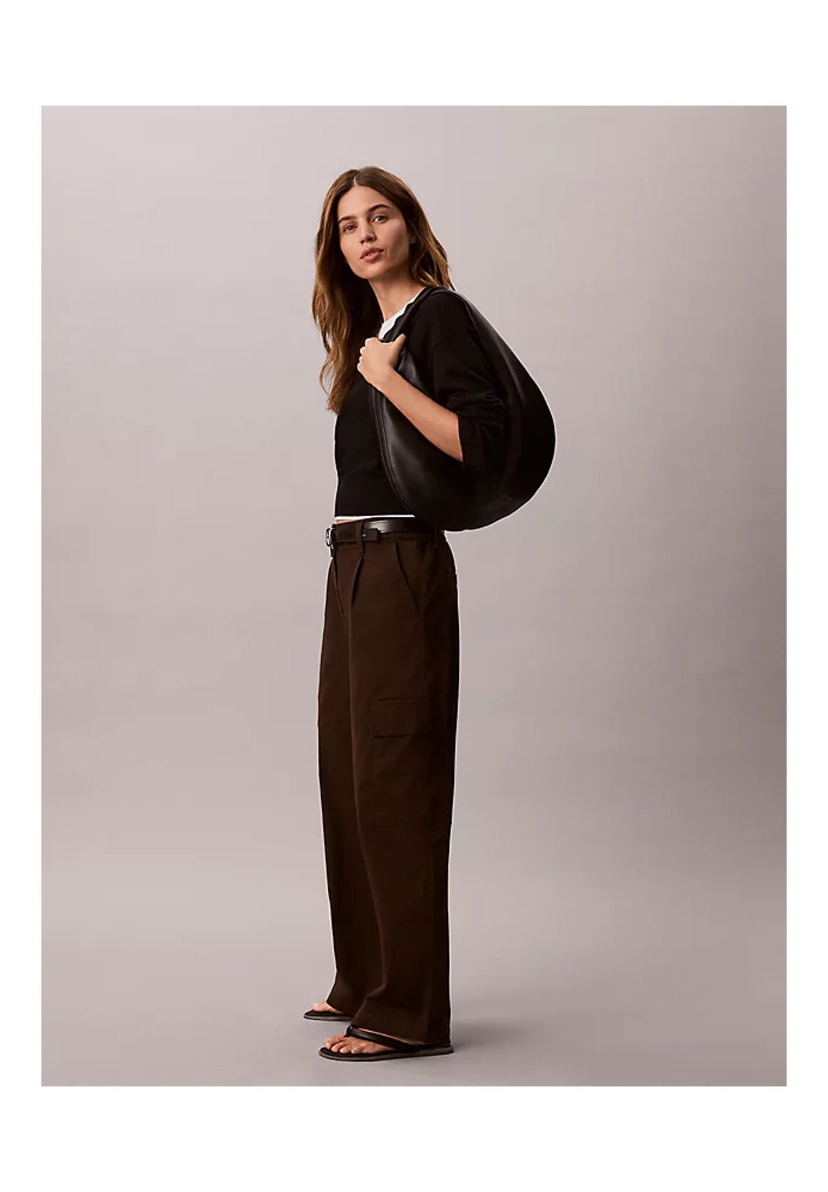 Pantaloni Cargo Cotton Ewaist Cargo LV047F623G Dark Coffee