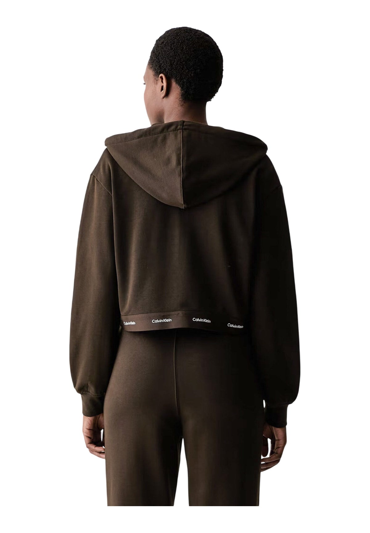 Felpa Full-Zip con Cappuccio Ls Terry Logo Waist LV047G252G Dark Coffee