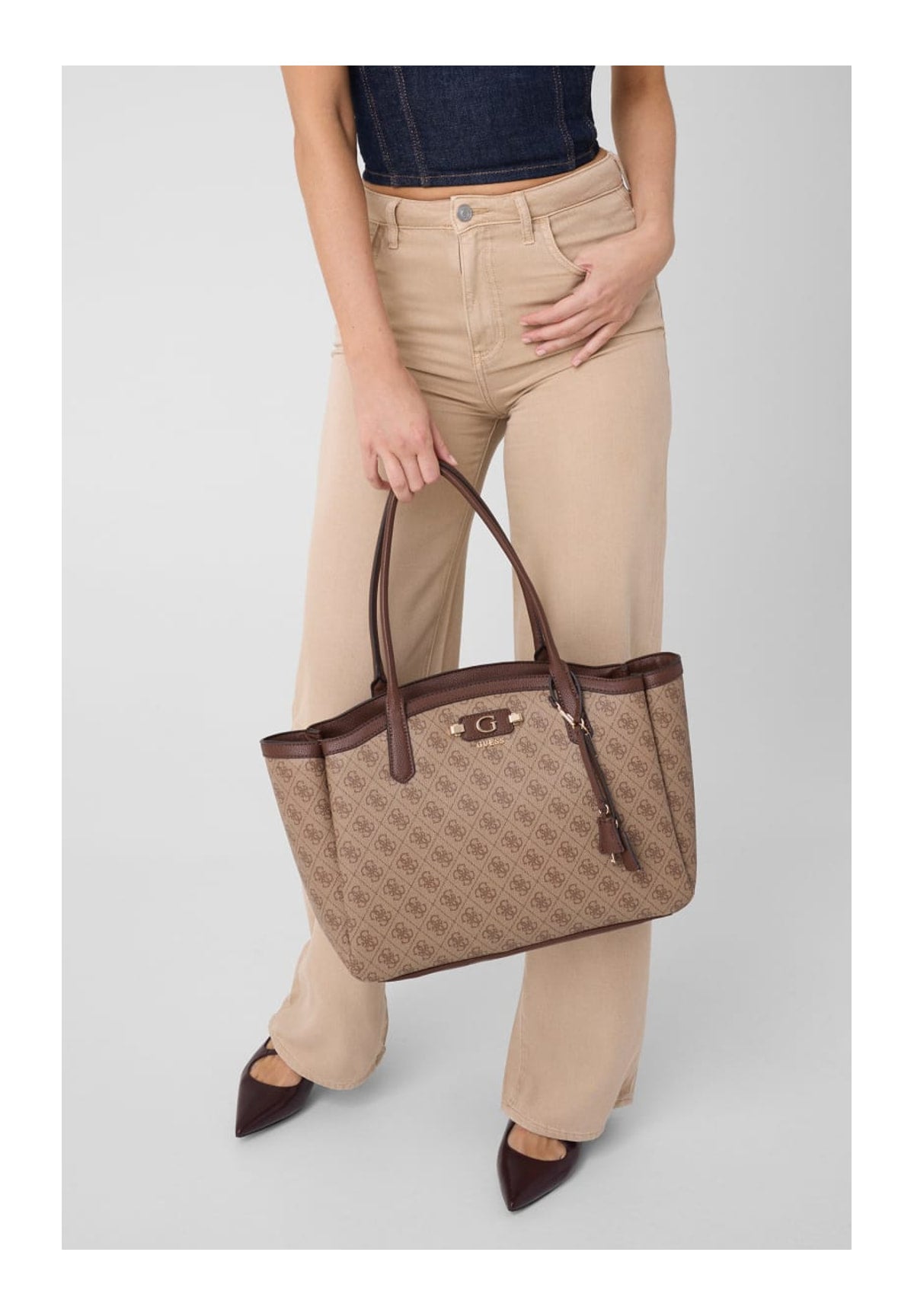 Borsa a Tracolla Coleen Logo Small Sa HWSG97 Latte Logo
