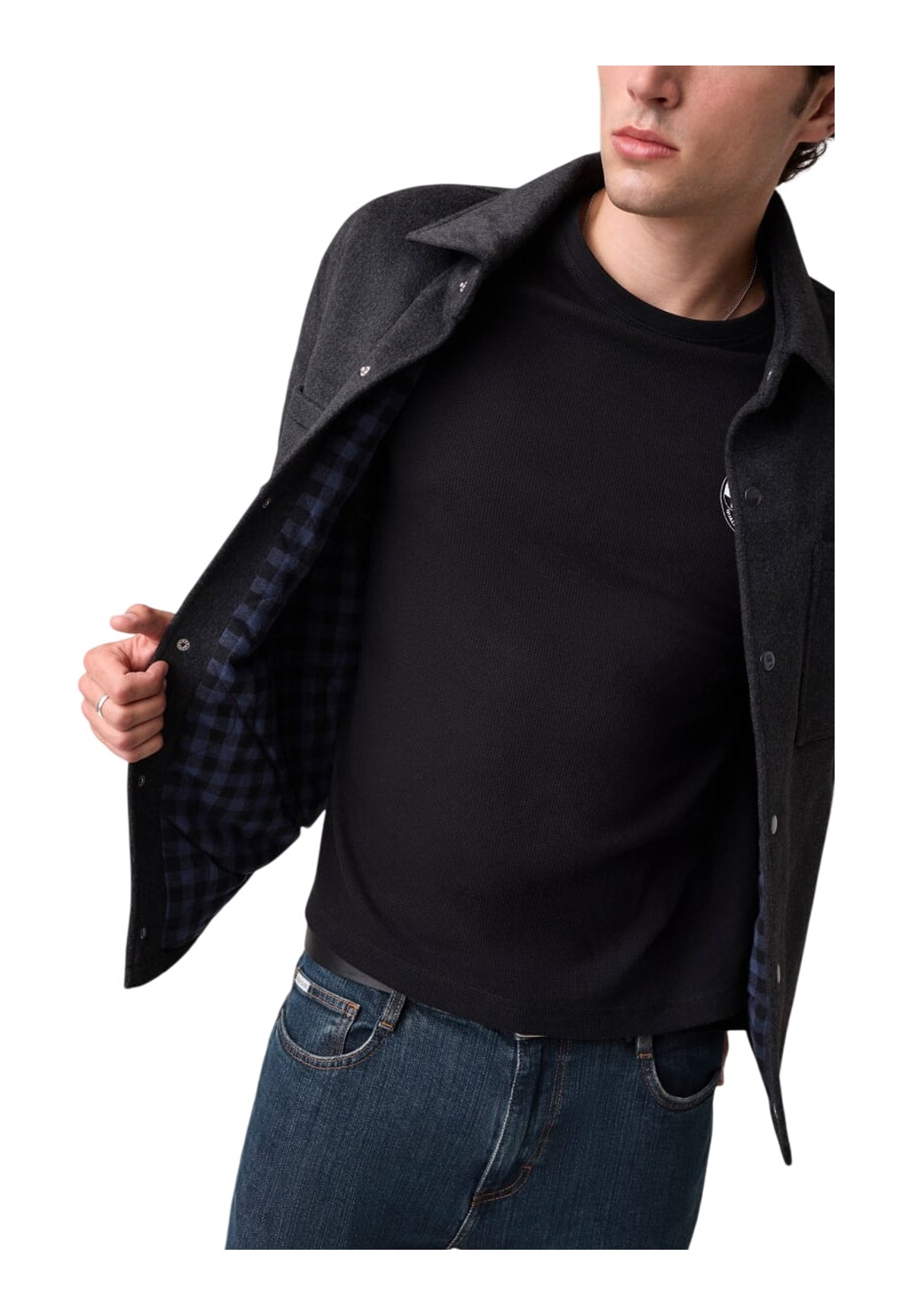 Giubbotto Gj Padded Wool Jacke M6BL74 Heather Tuxedo Black