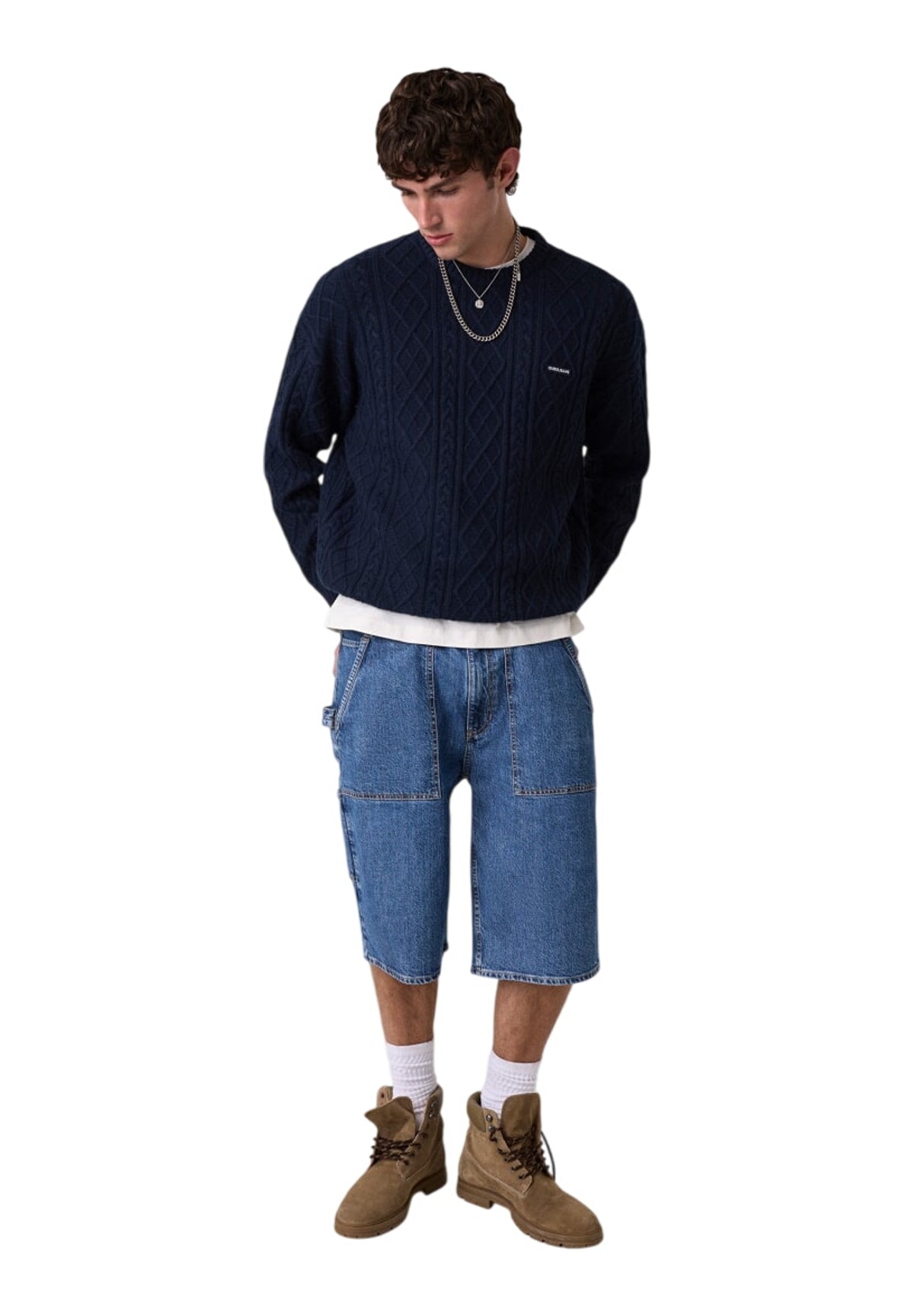 Maglione Girocollo Gj Ls Cn Cable Swtr M6BR01 Daring Ocean