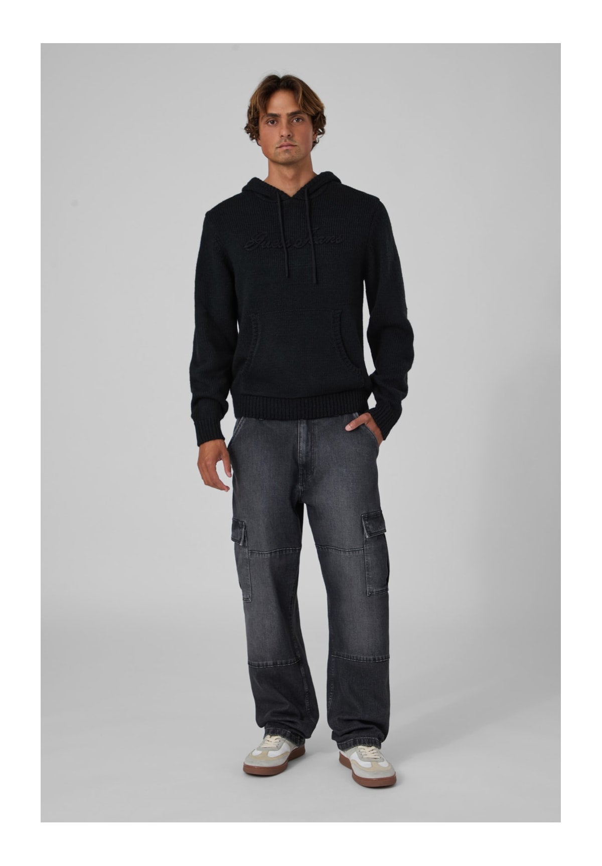 Felpa Pullover con Cappuccio Gj Ls Emb Hoodie Swt M6BR08 Jet Black A996
