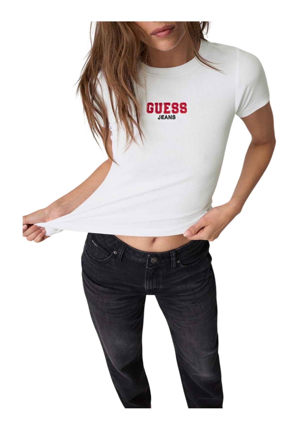 T-shirt a Maniche Corte Gj Ss Cn Slim Rib Em W4YI64 Pure White