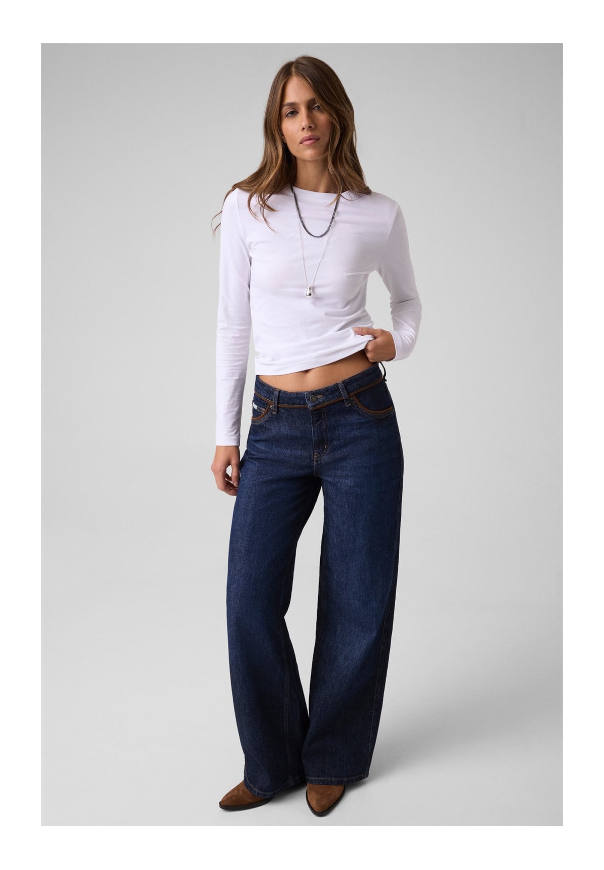 Jeans Gj G11 Wide Leg W6BA0Y Gj Dark Suede Detail