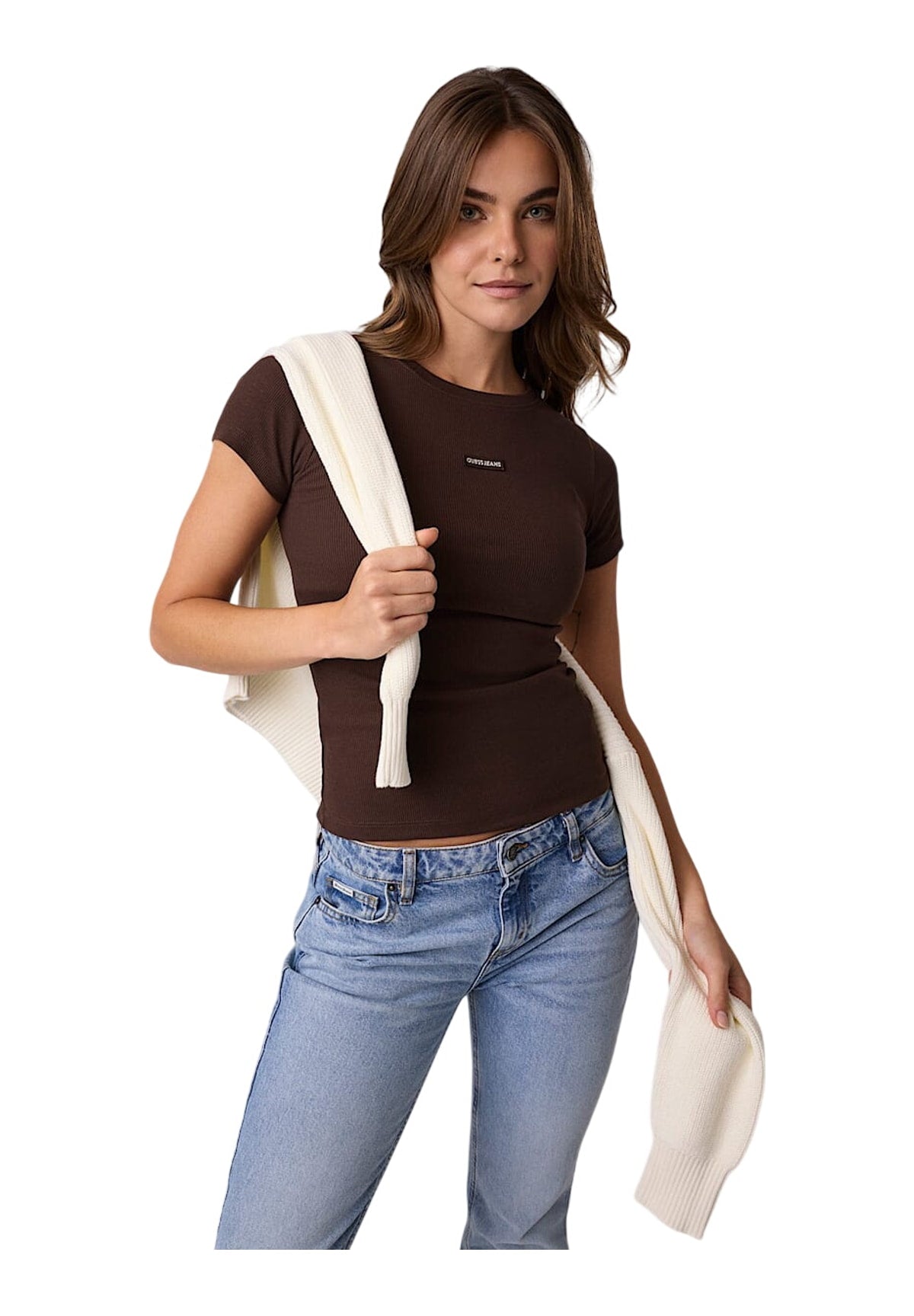 T-shirt a Maniche Corte Gj Patch Rib Ss Slim W6BP04 Dark Coffee