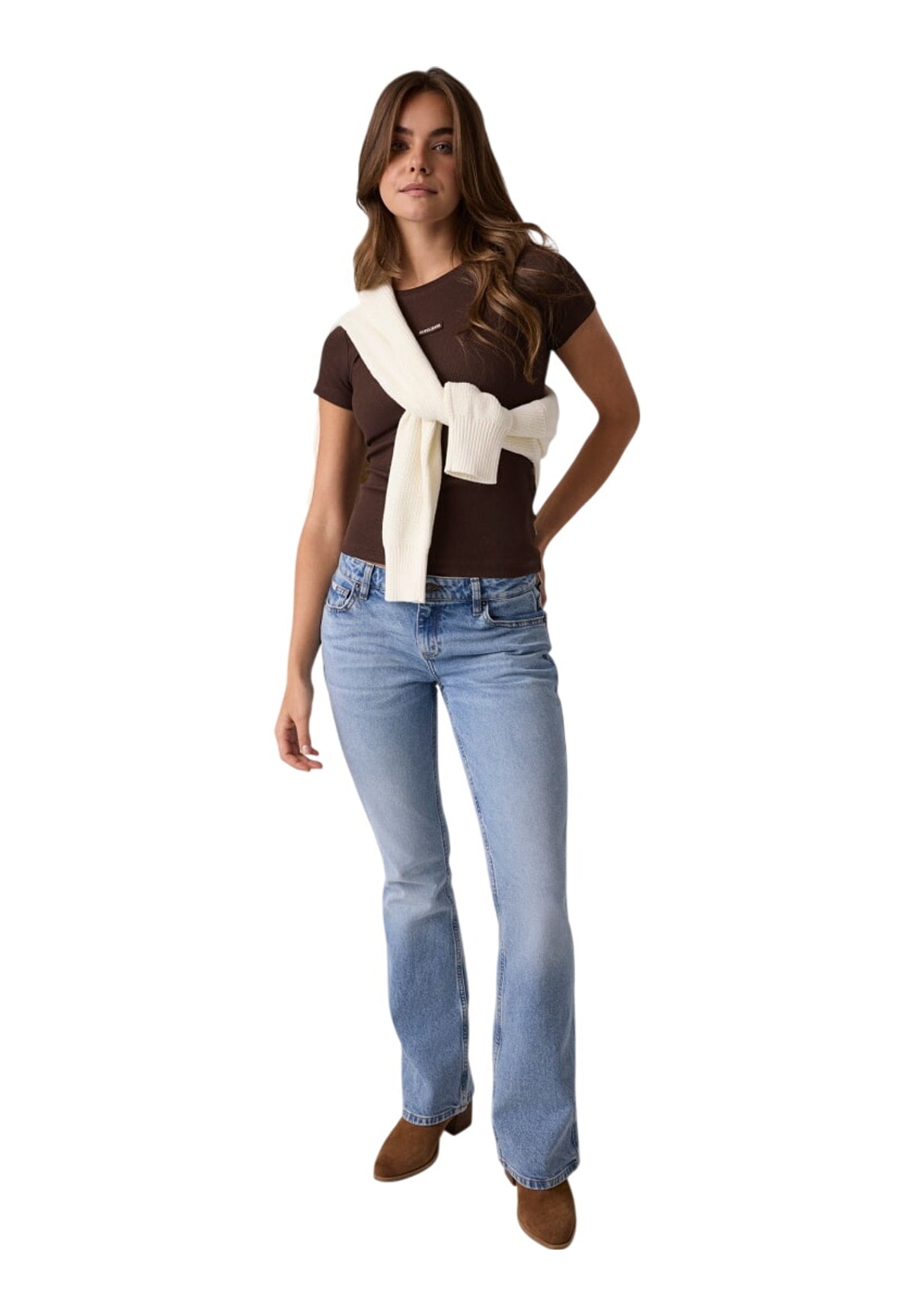 T-shirt a Maniche Corte Gj Patch Rib Ss Slim W6BP04 Dark Coffee