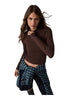 Guess Jeans T-shirt a Maniche Lunghe Gj Patch Ls Mock Nec W6BP06 Dark Coffee