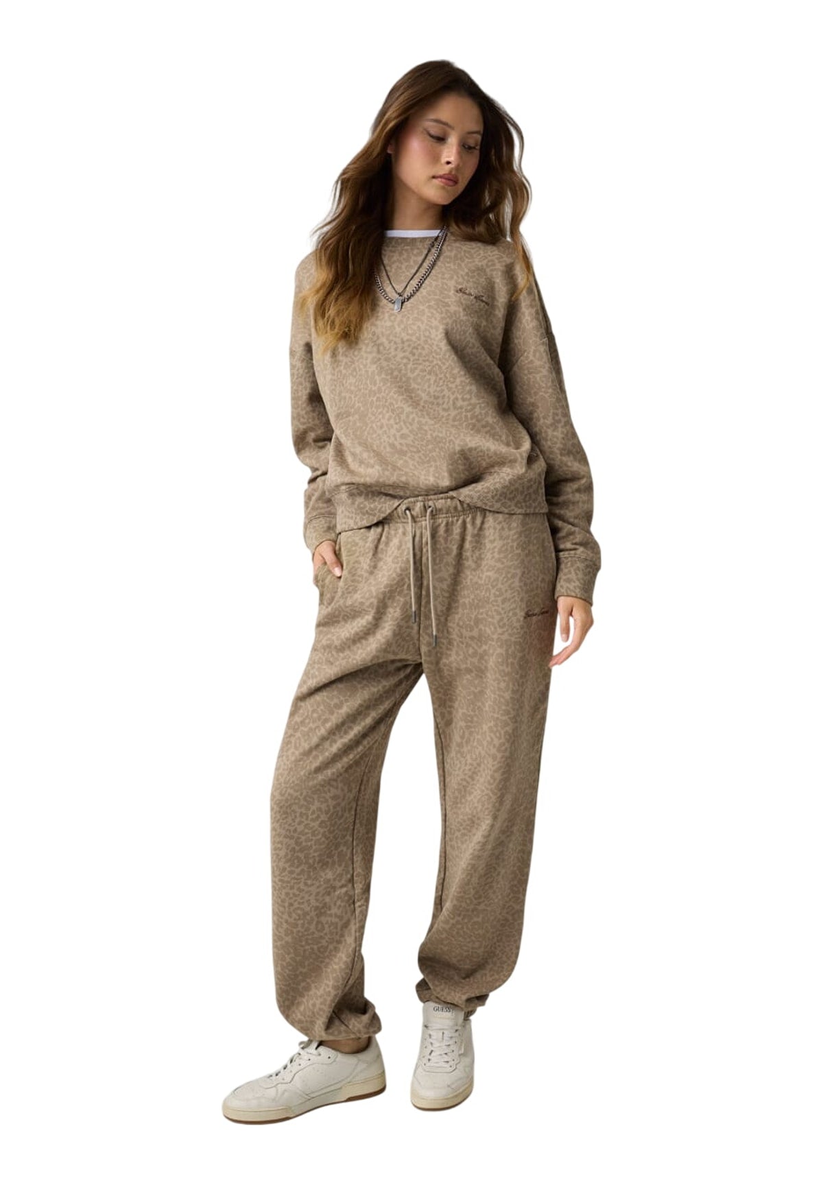 Felpa Girocollo Gj Cn Os Printed Swe W6BQ07 Gj All Over Tan Leop