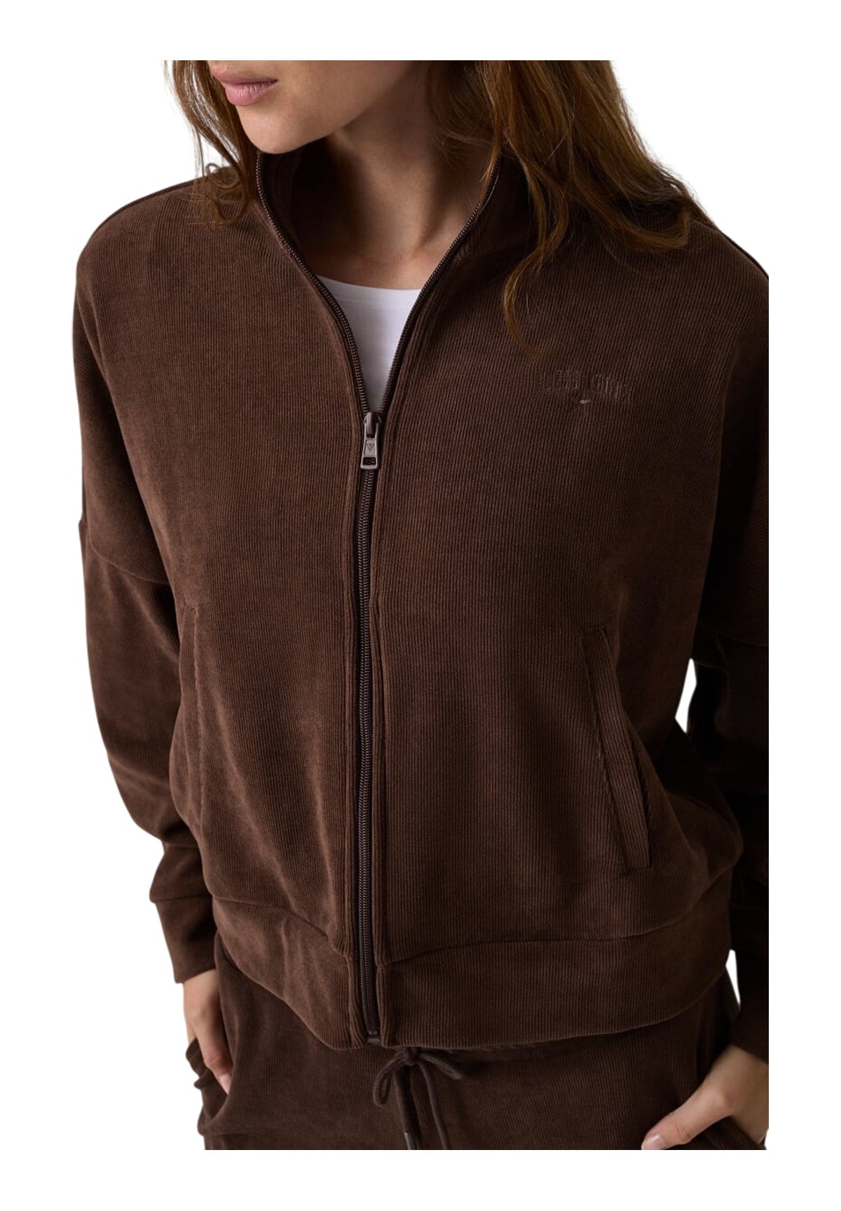 Felpa Full-Zip Gj Rib Track Jacket W6BQ09 Dark Coffee