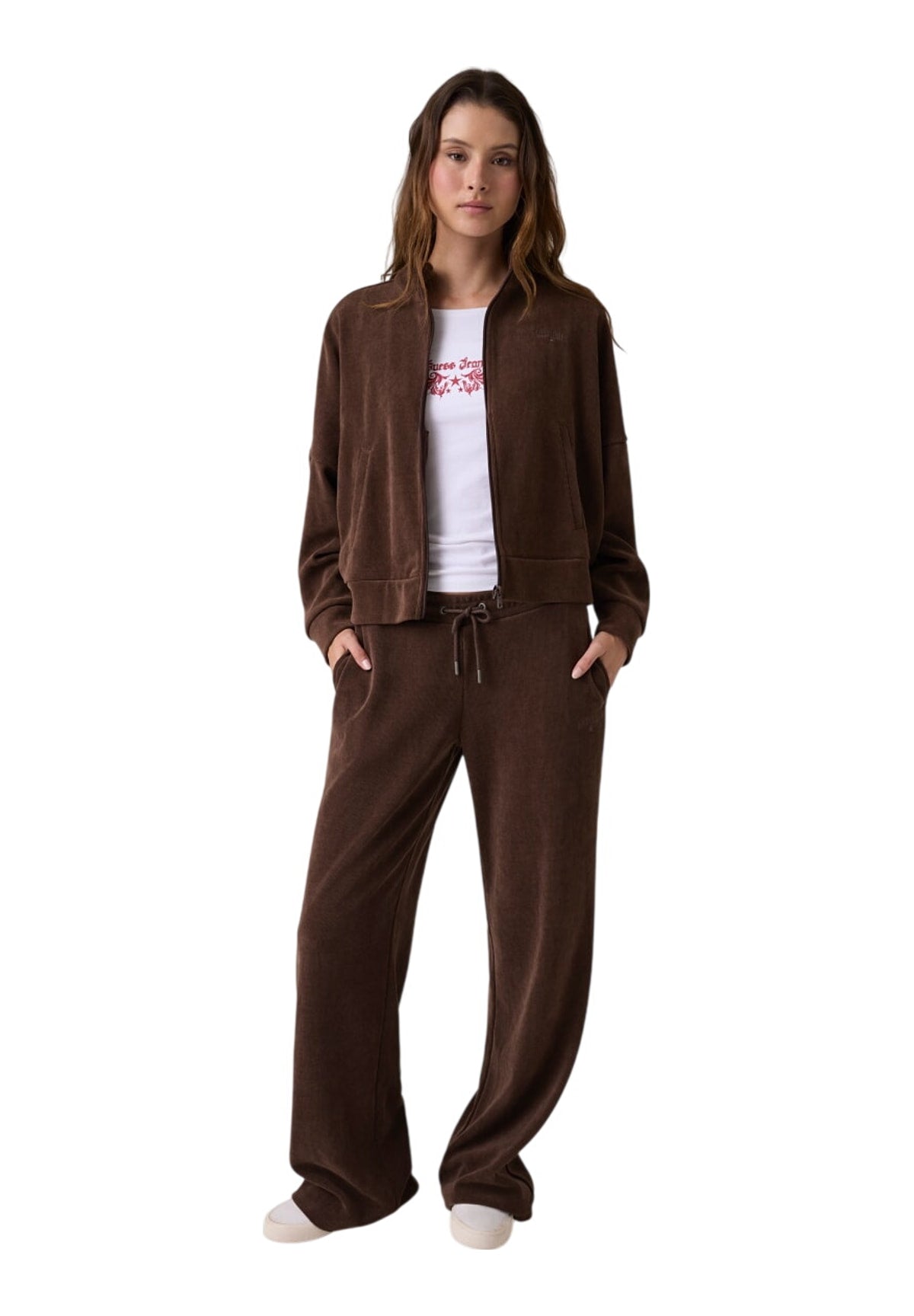 Felpa Full-Zip Gj Rib Track Jacket W6BQ09 Dark Coffee