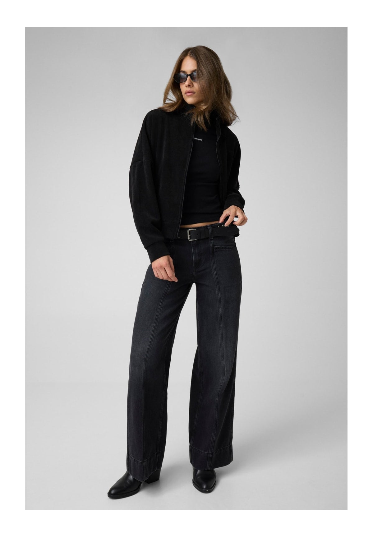 Felpa Full-Zip Gj Rib Track Jacket W6BQ09 Jet Black A996
