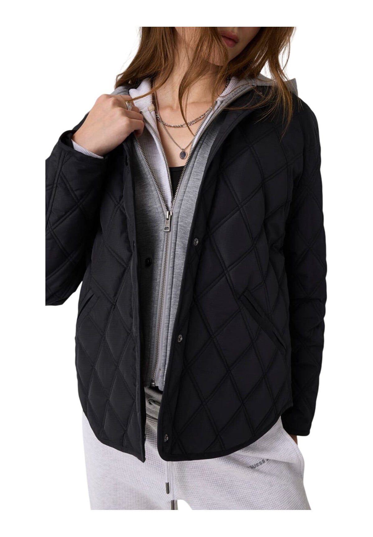 Giubbotto Gj Quilted Nylon Hoo W6YL08 Jet Black A996