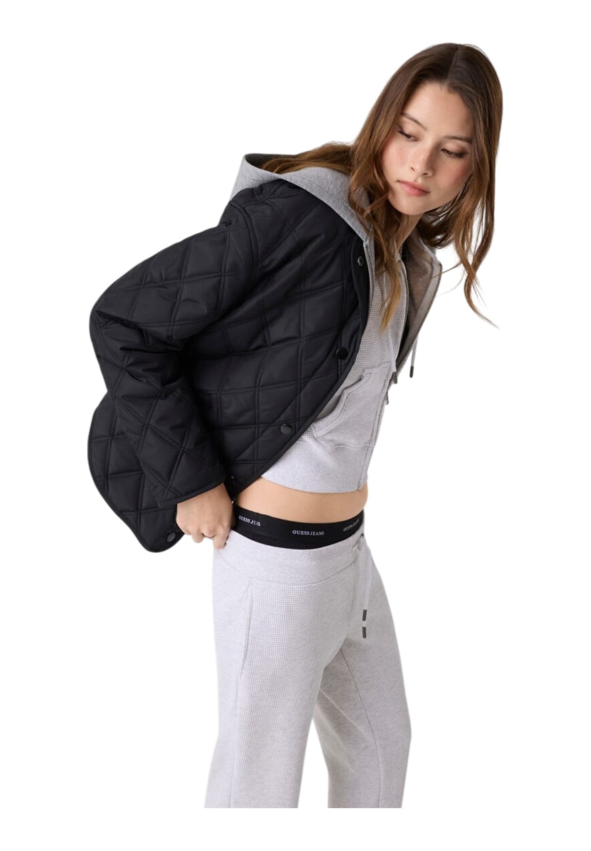 Giubbotto Gj Quilted Nylon Hoo W6YL08 Jet Black A996