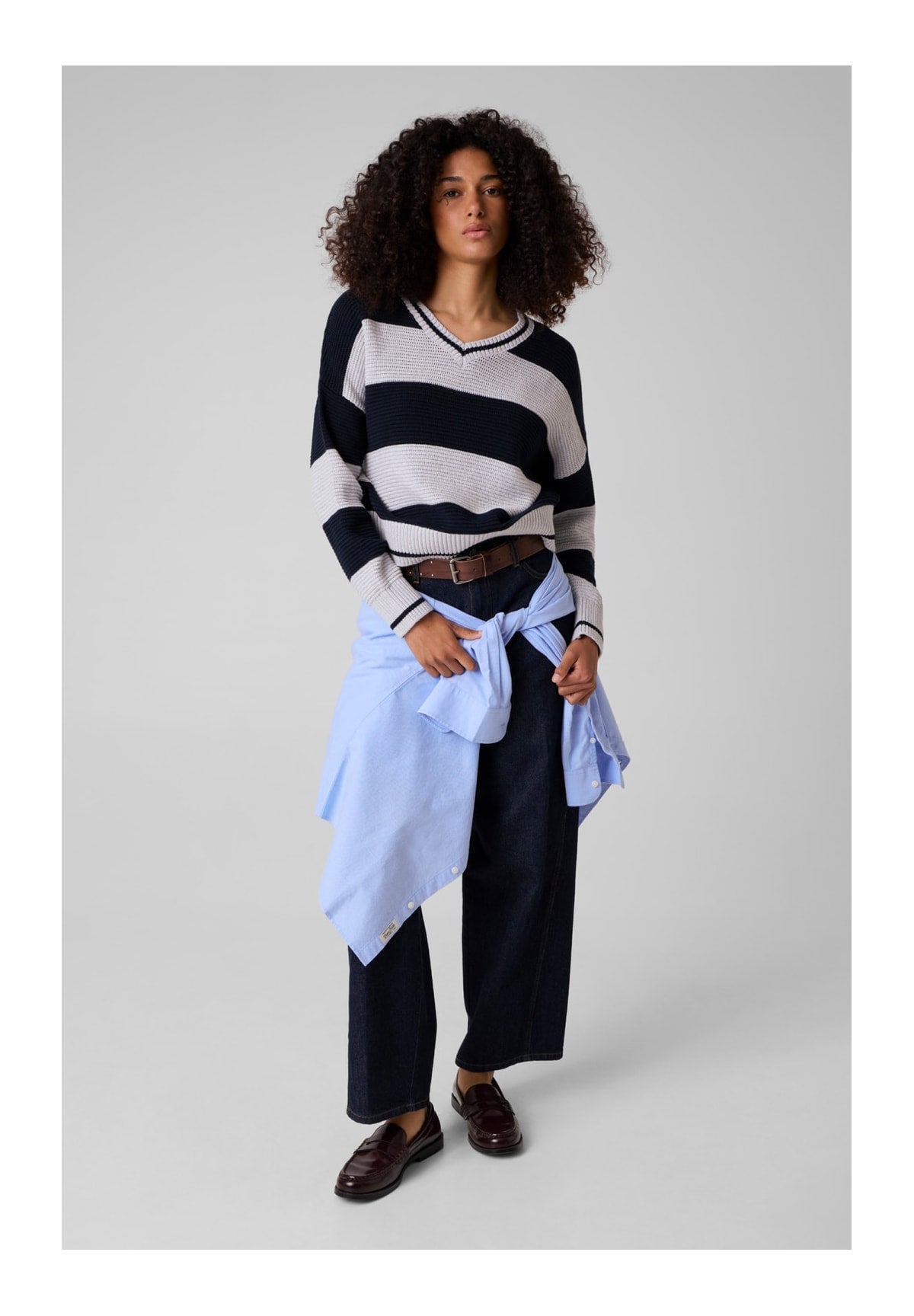 Maglione con Scollo a V Gj Ls Vn Ottoman Str W6YR01 Daring Ocean And Lig