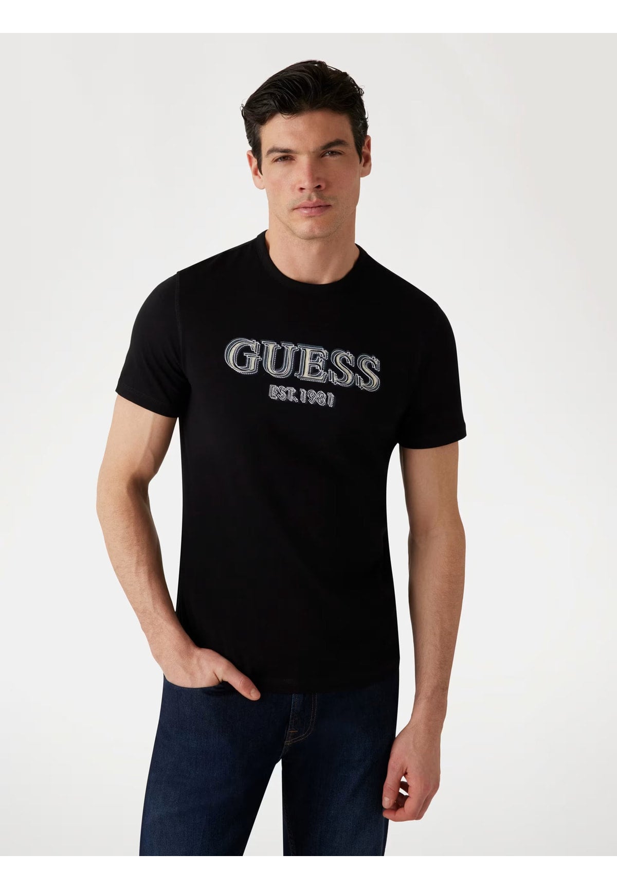 T-shirt a Maniche Corte Ss Cn Guess Logo Tee M5GI07 Jet Black A996