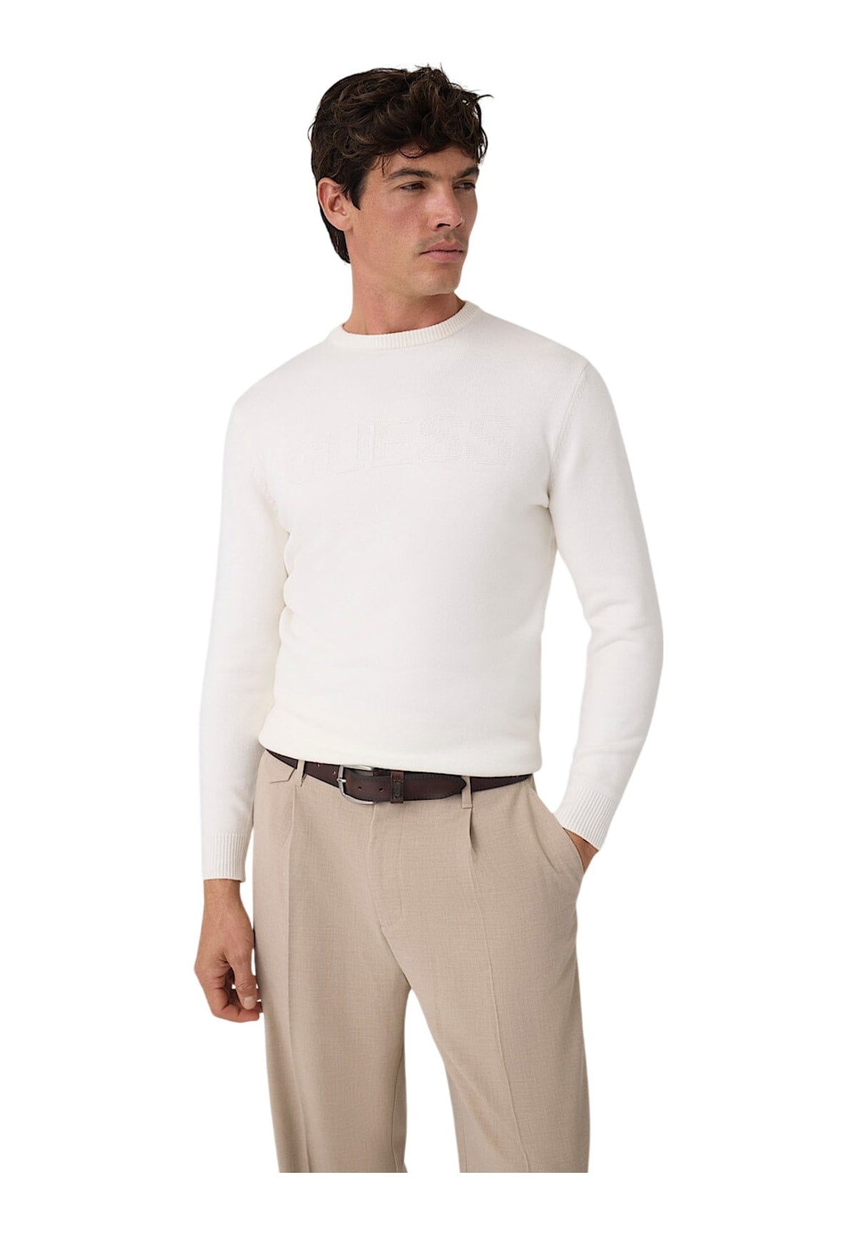 Maglione Girocollo Noburo Cn Logo Rever M6BR16 Beige Linen