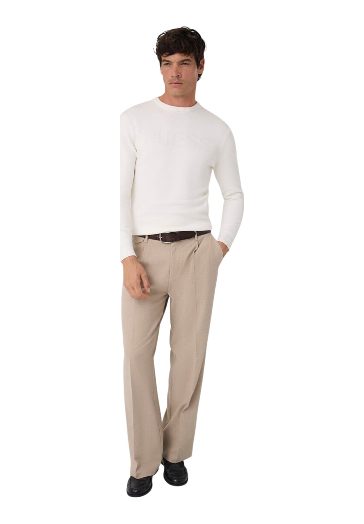 Maglione Girocollo Noburo Cn Logo Rever M6BR16 Beige Linen