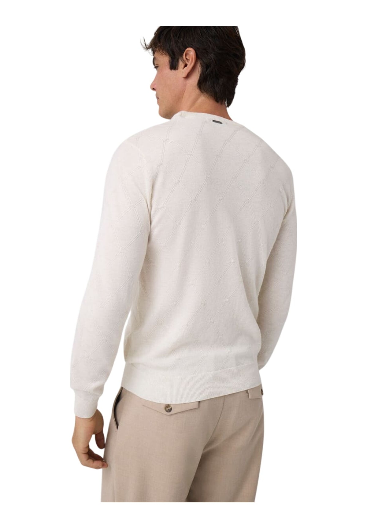 Maglione Girocollo Nial Cn Ls Diamond S M6BR36 Antique White Heathe
