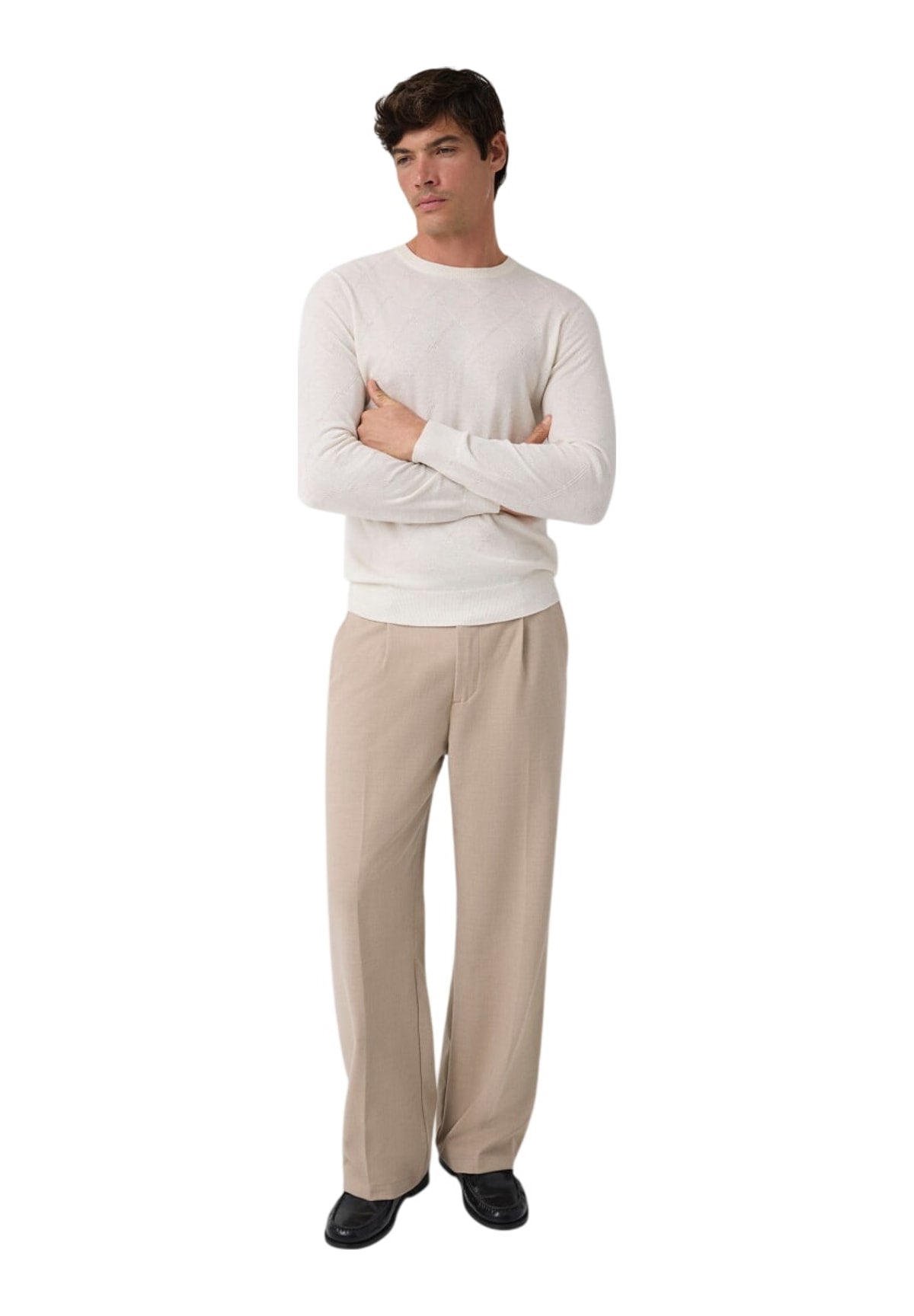 Maglione Girocollo Nial Cn Ls Diamond S M6BR36 Antique White Heathe