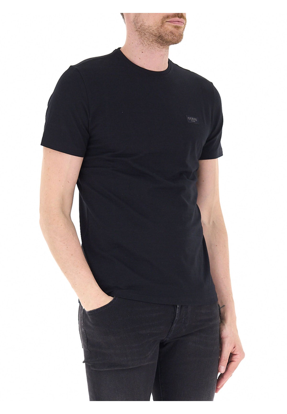 T-shirt a Maniche Corte Cn Ss Textured Jerse M6YI48 Jet Black A996