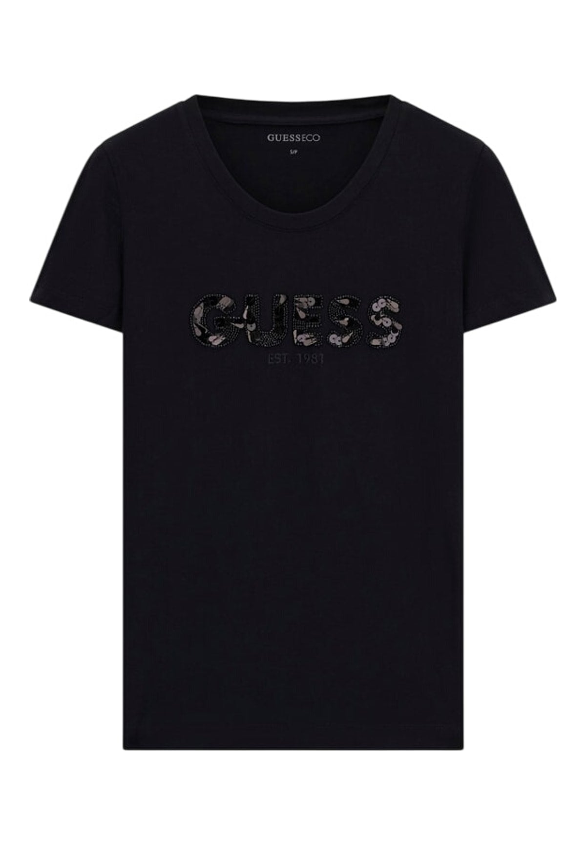 T-shirt a Maniche Corte Cn Ss Logo Segquins W5GI17 Jet Black A996