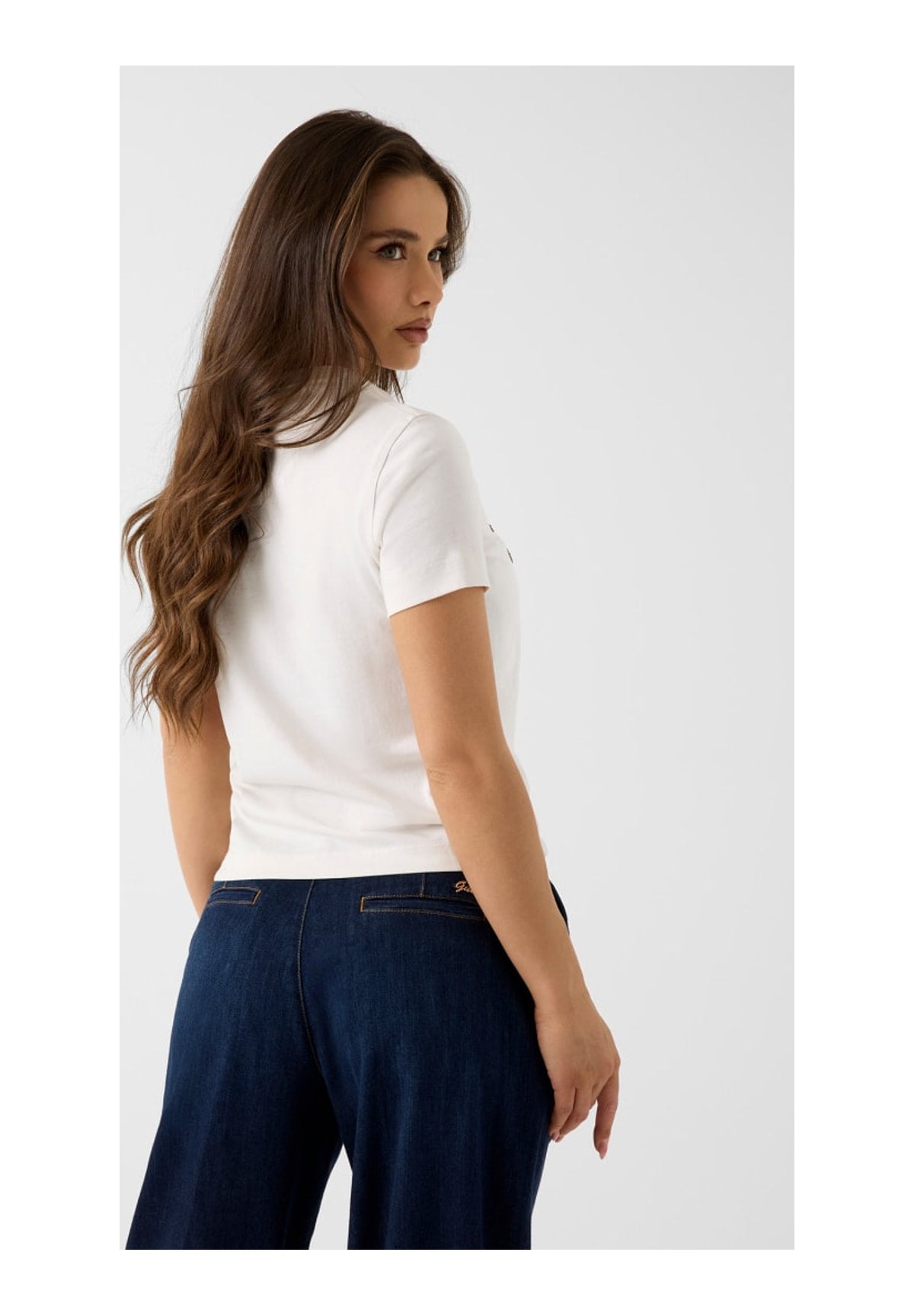 T-shirt a Maniche Corte Ss Cn Beads Script T W6YI29 Cream White