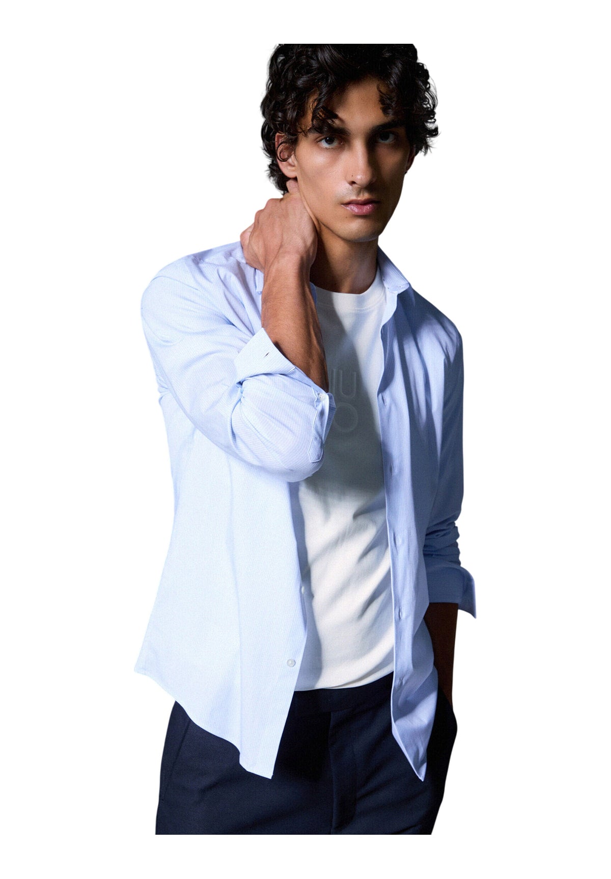 Camicia a Maniche Lunghe QF6004 Riga White, Sky