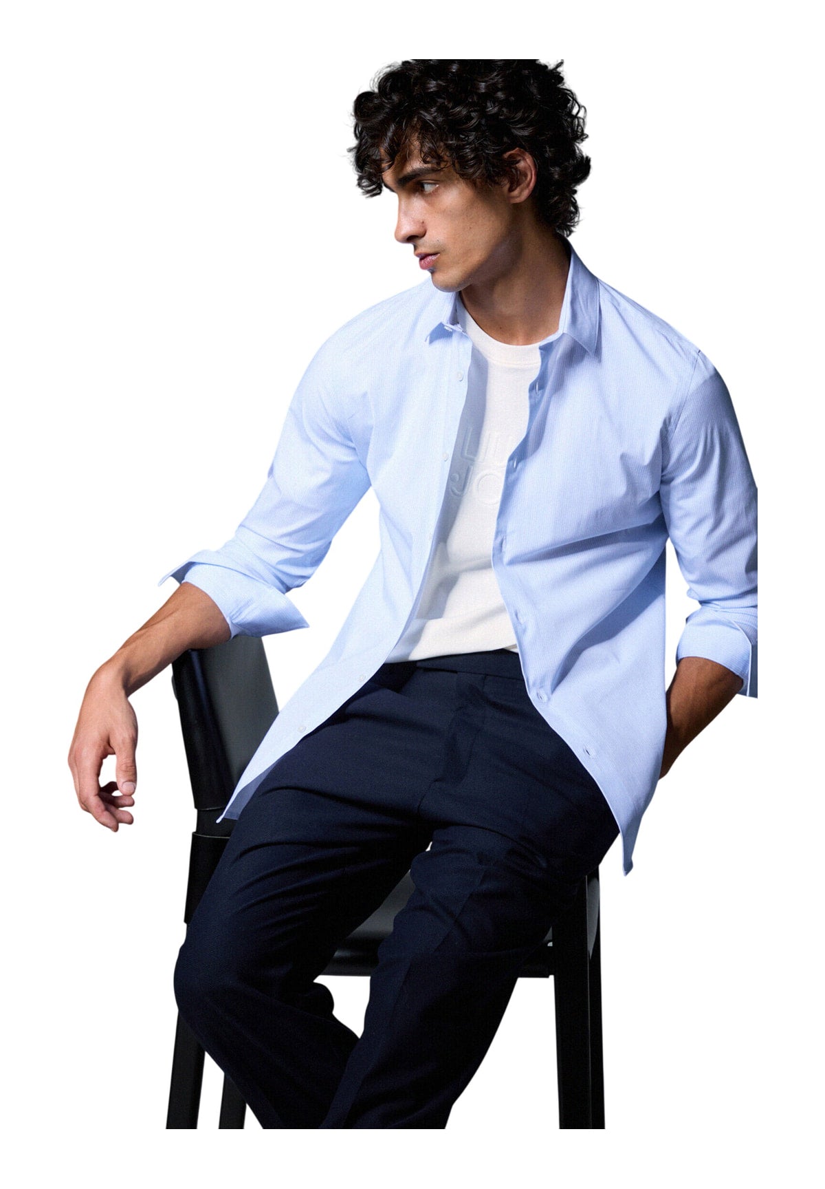 Camicia a Maniche Lunghe QF6004 Riga White, Sky