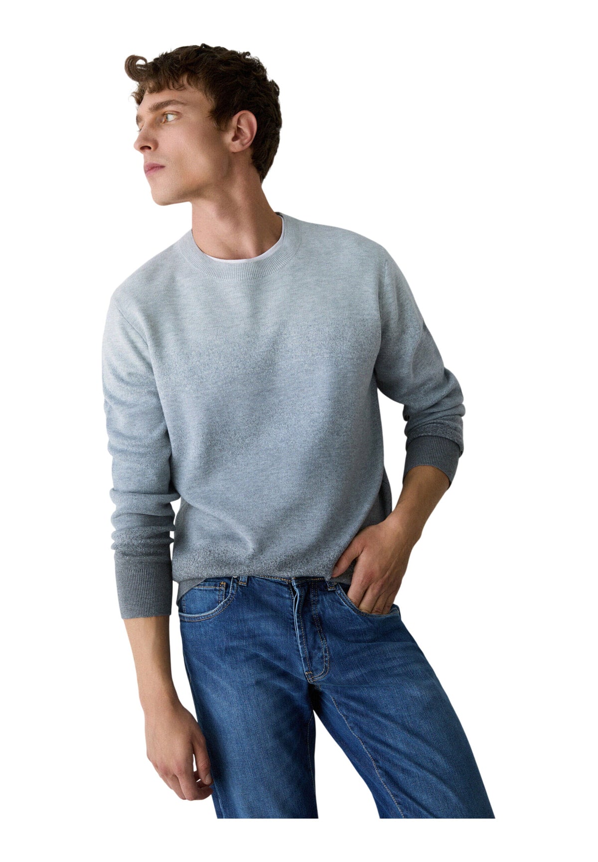 Maglione Girocollo QF6221 Grey Md Mel Degrade