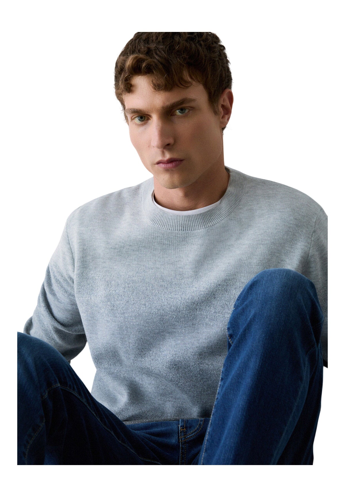 Maglione Girocollo QF6221 Grey Md Mel Degrade