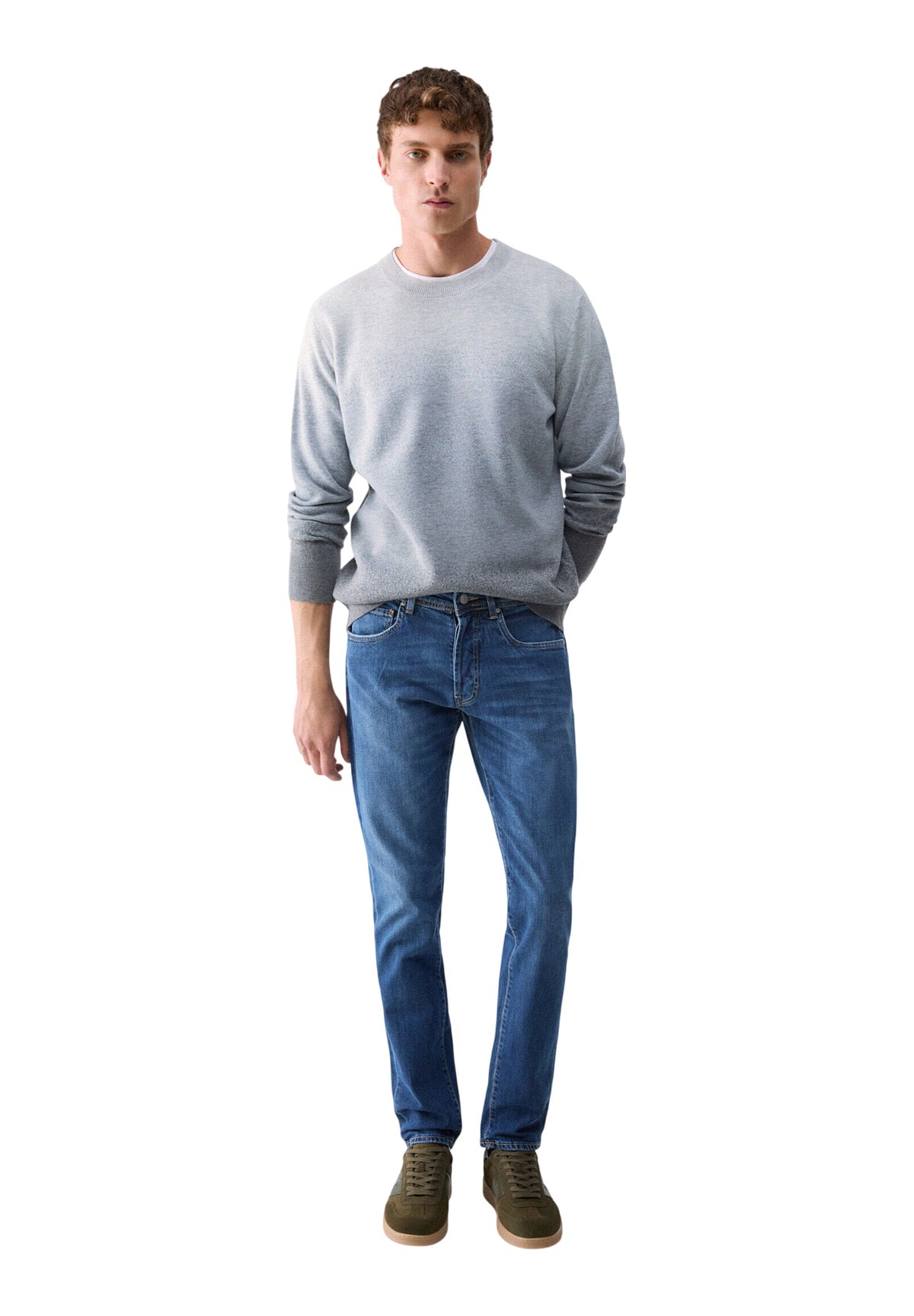 Maglione Girocollo QF6221 Grey Md Mel Degrade
