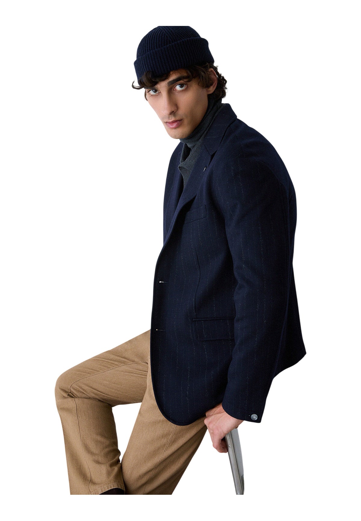 Giacca QF6295 Gessato Dark Blue