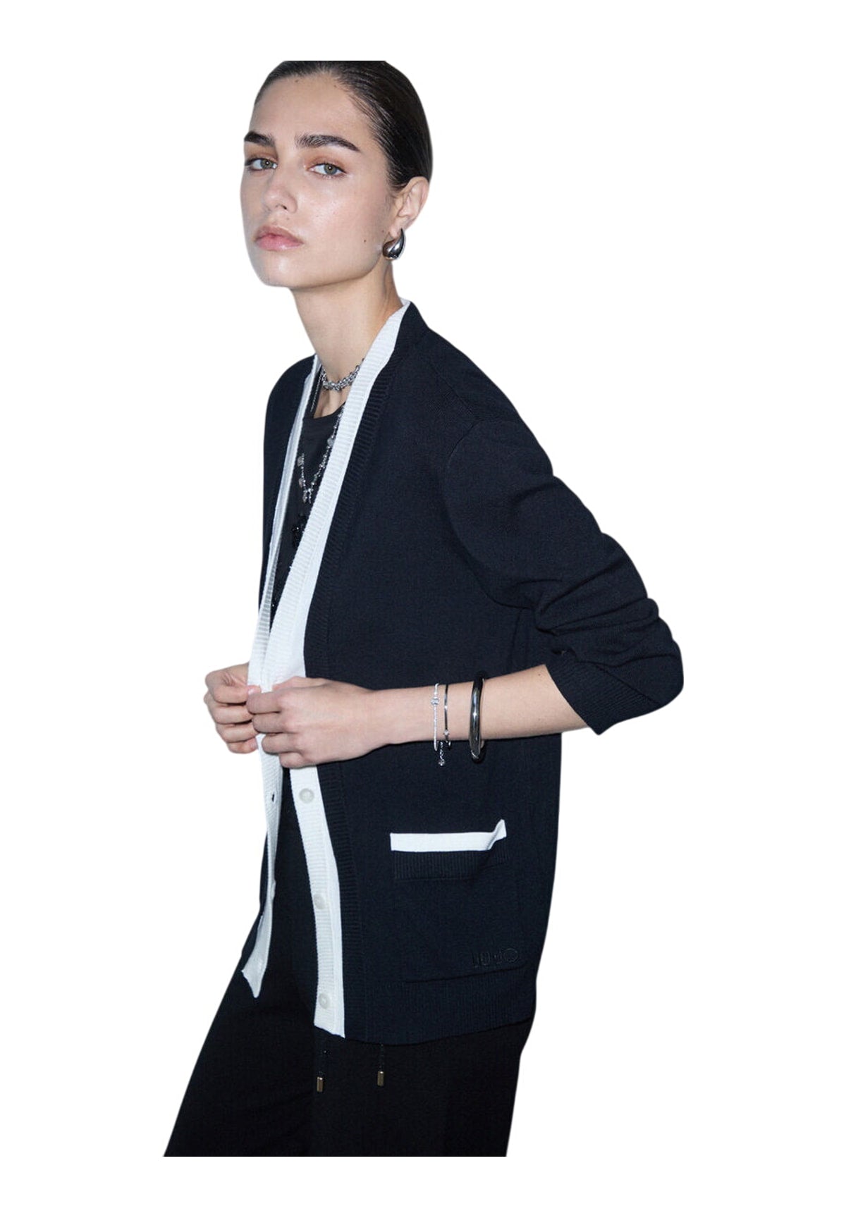 Maglione Girocollo TF6035 Nero, Bianco Lana
