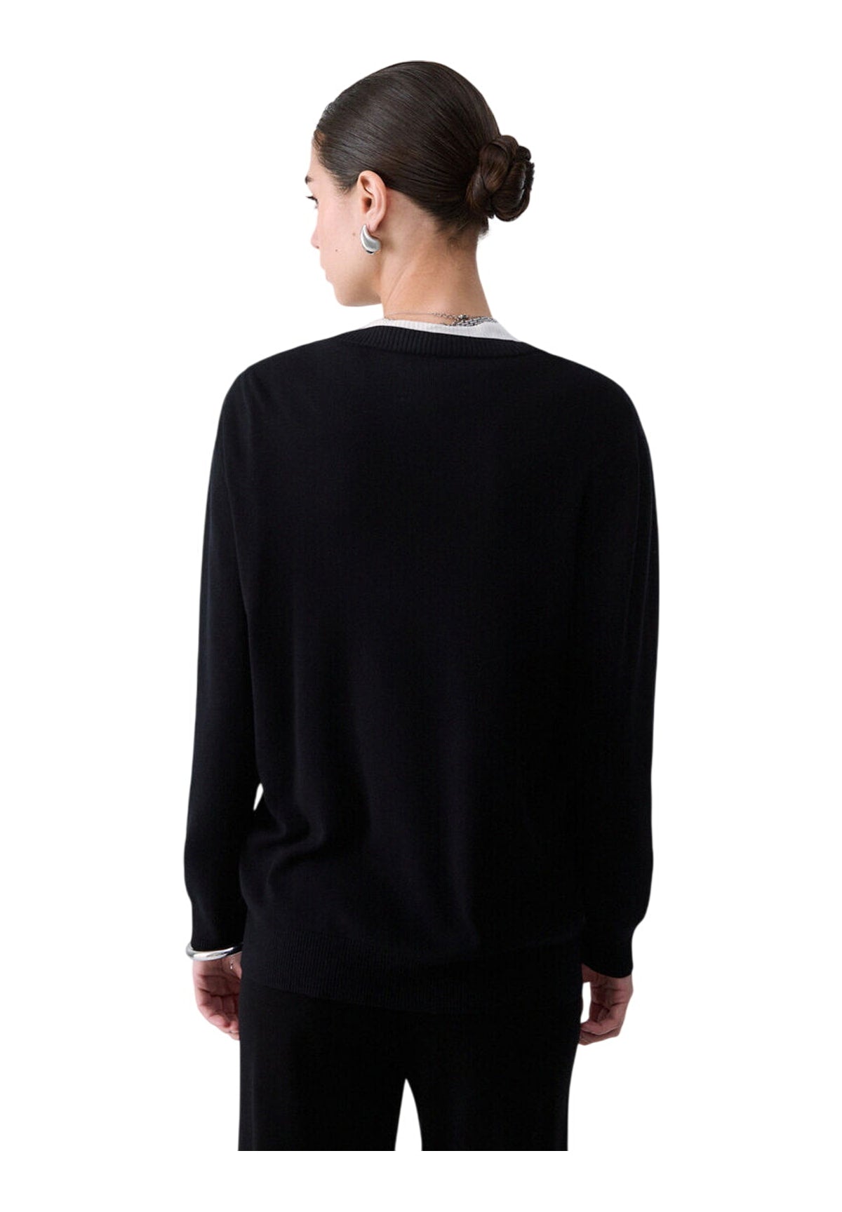 Maglione Girocollo TF6035 Nero, Bianco Lana