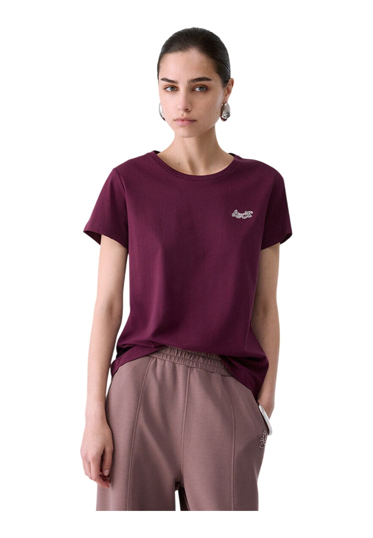 T-shirt a Maniche Corte TF6240 Red Aubergine, Liujo