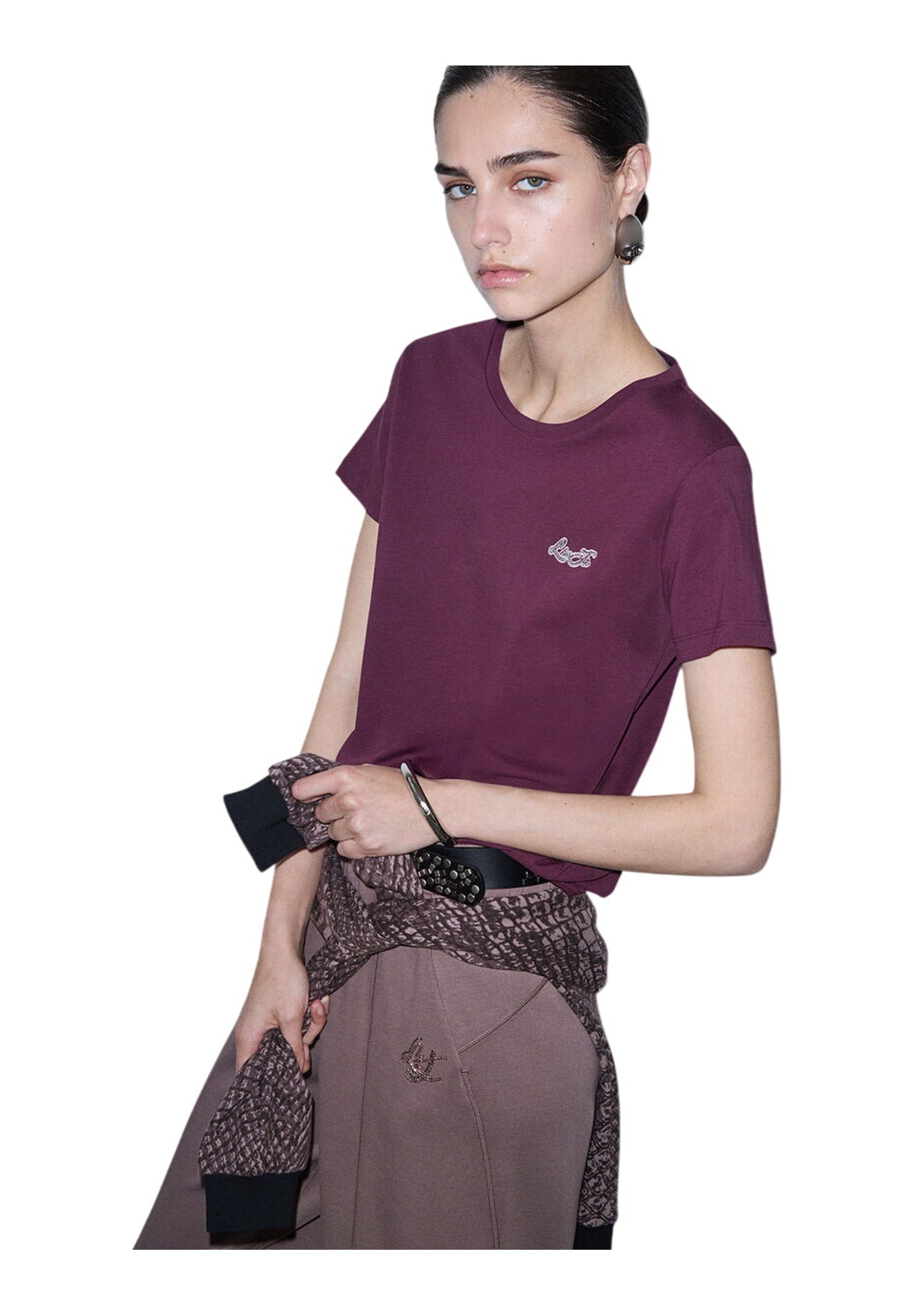 T-shirt a Maniche Corte TF6240 Red Aubergine, Liujo
