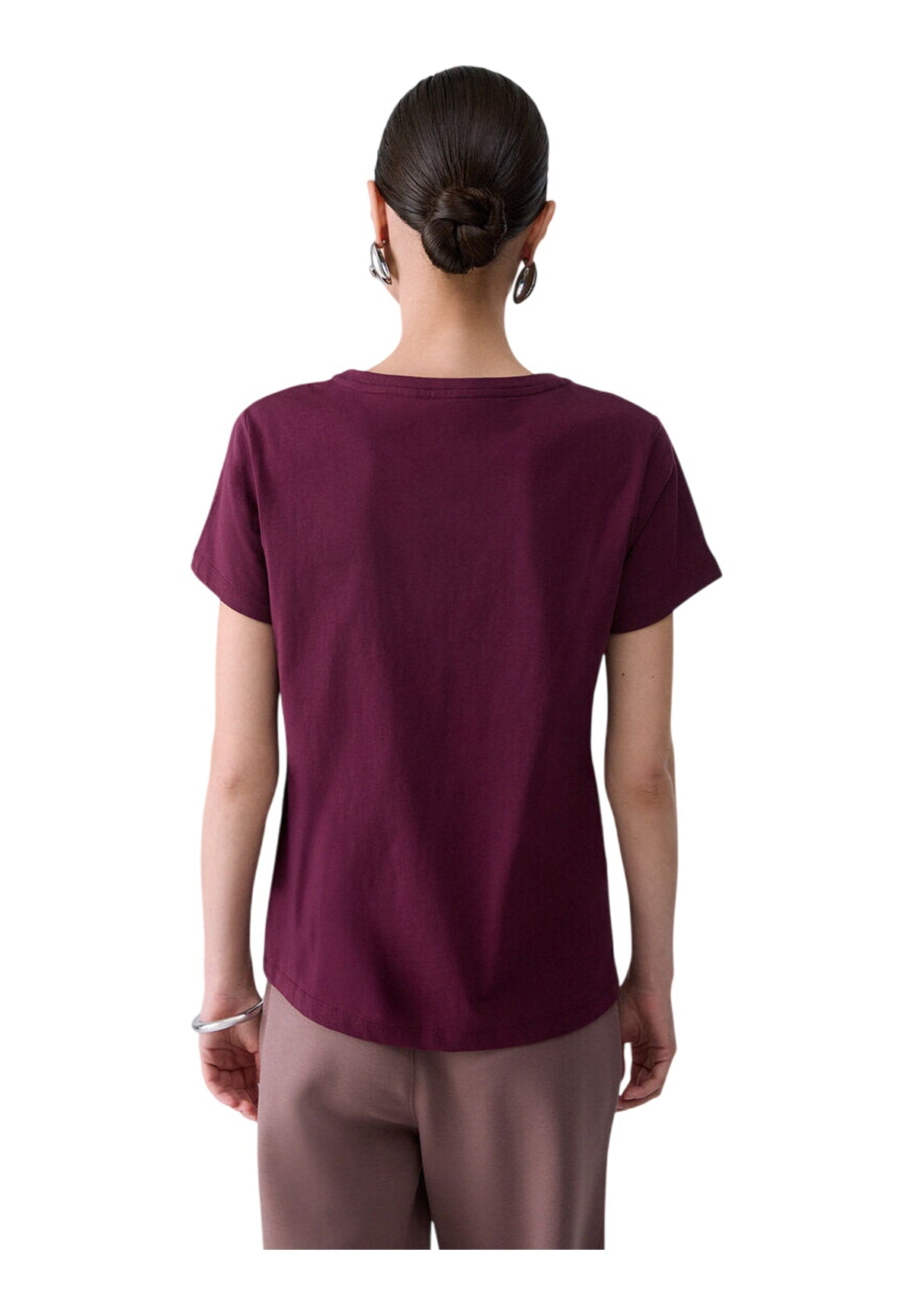 T-shirt a Maniche Corte TF6240 Red Aubergine, Liujo