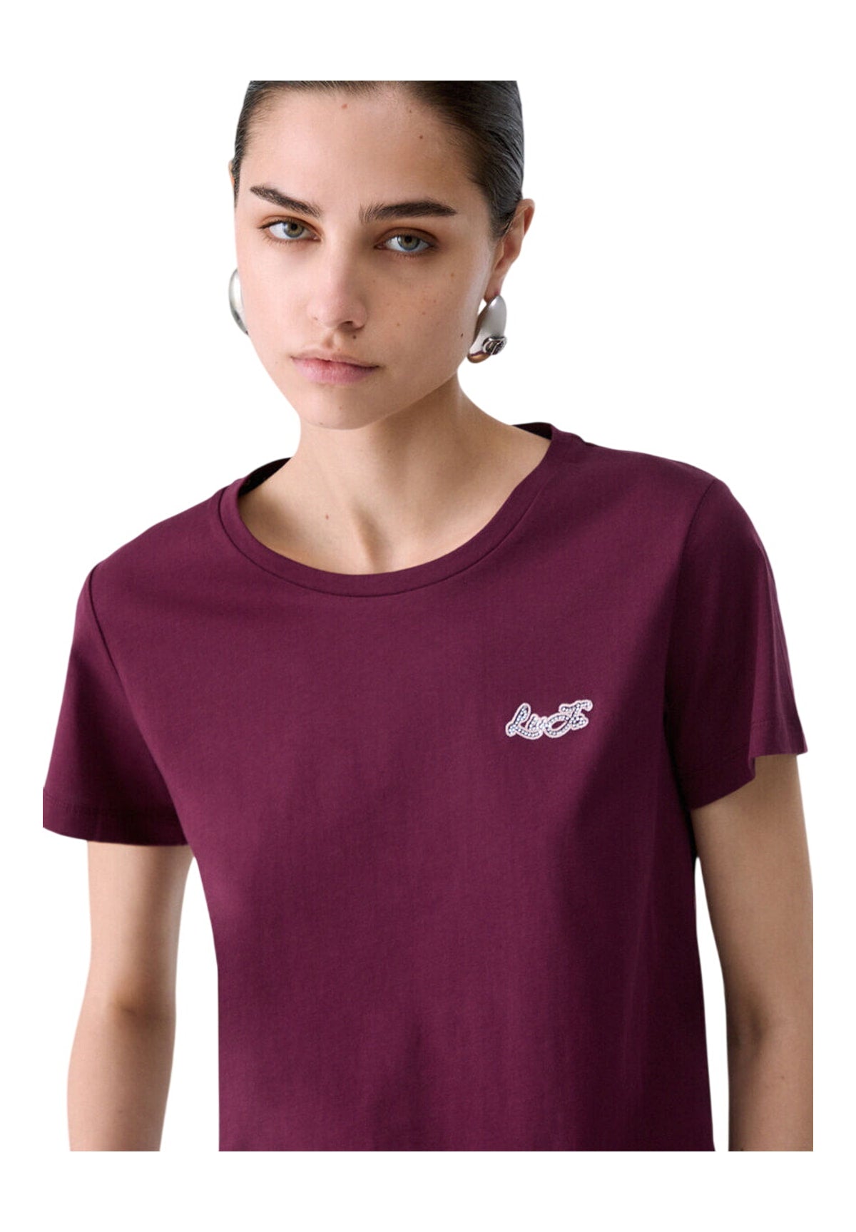 T-shirt a Maniche Corte TF6240 Red Aubergine, Liujo