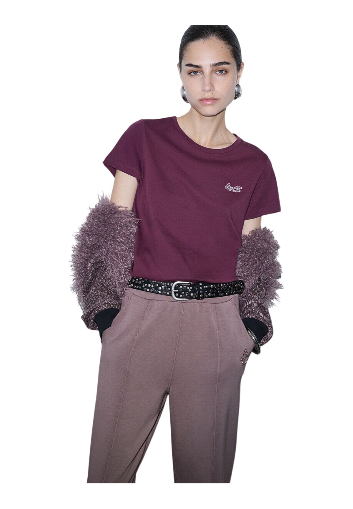 T-shirt a Maniche Corte TF6240 Red Aubergine, Liujo