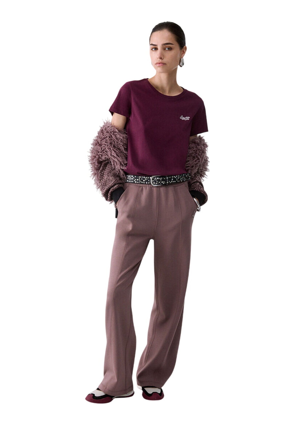 T-shirt a Maniche Corte TF6240 Red Aubergine, Liujo