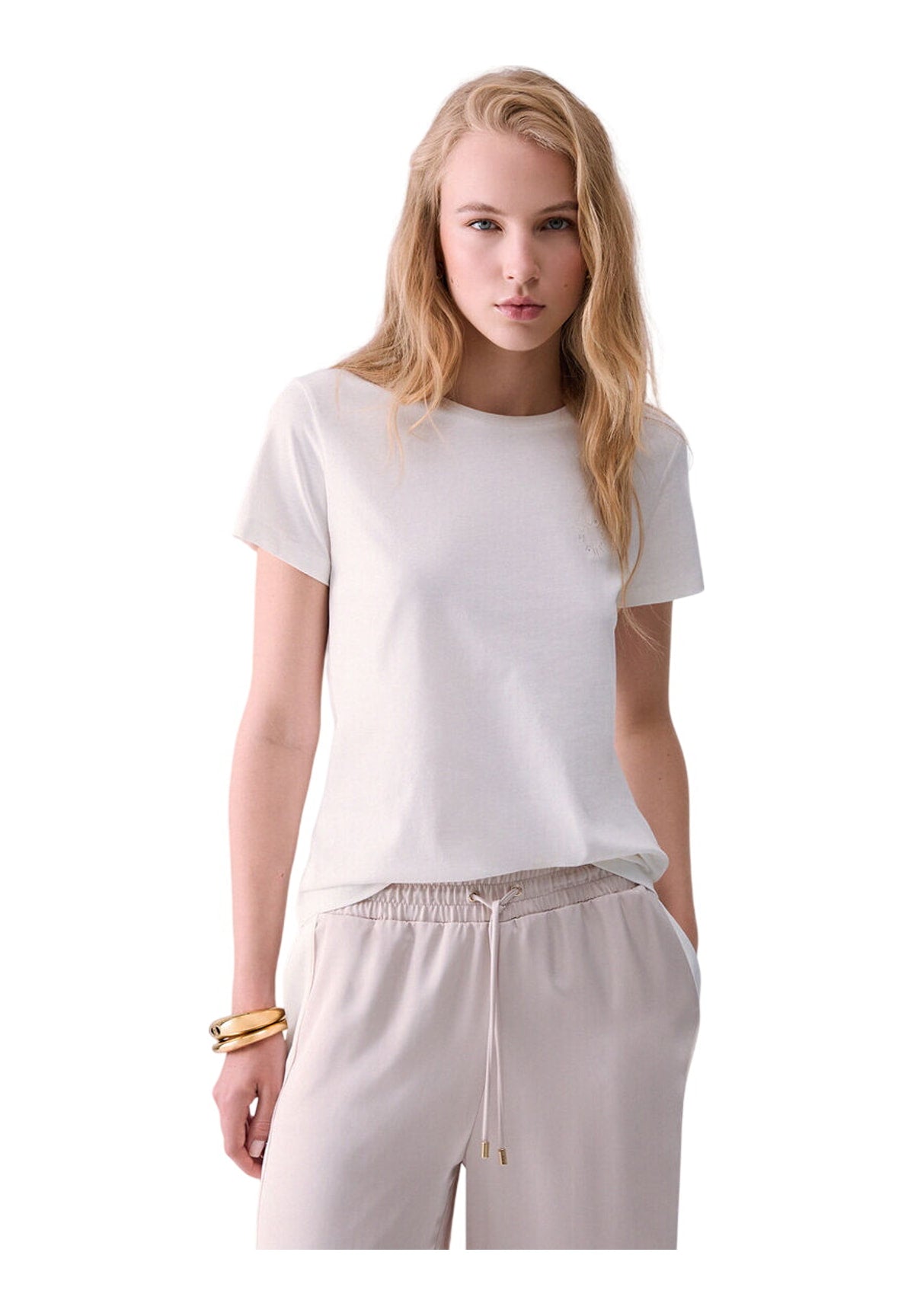 T-shirt a Maniche Corte TF6240 Bco Lana, Liujo Tondo