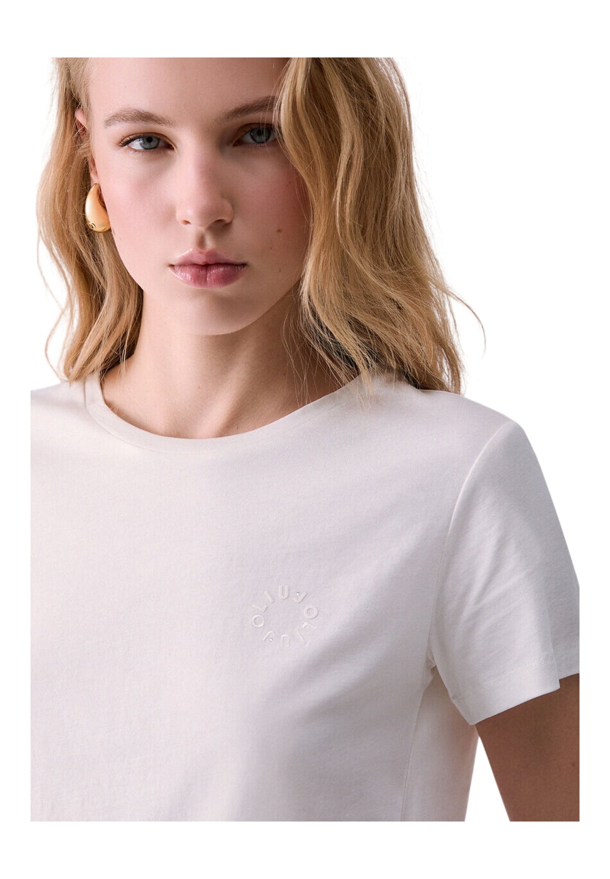 T-shirt a Maniche Corte TF6240 Bco Lana, Liujo Tondo