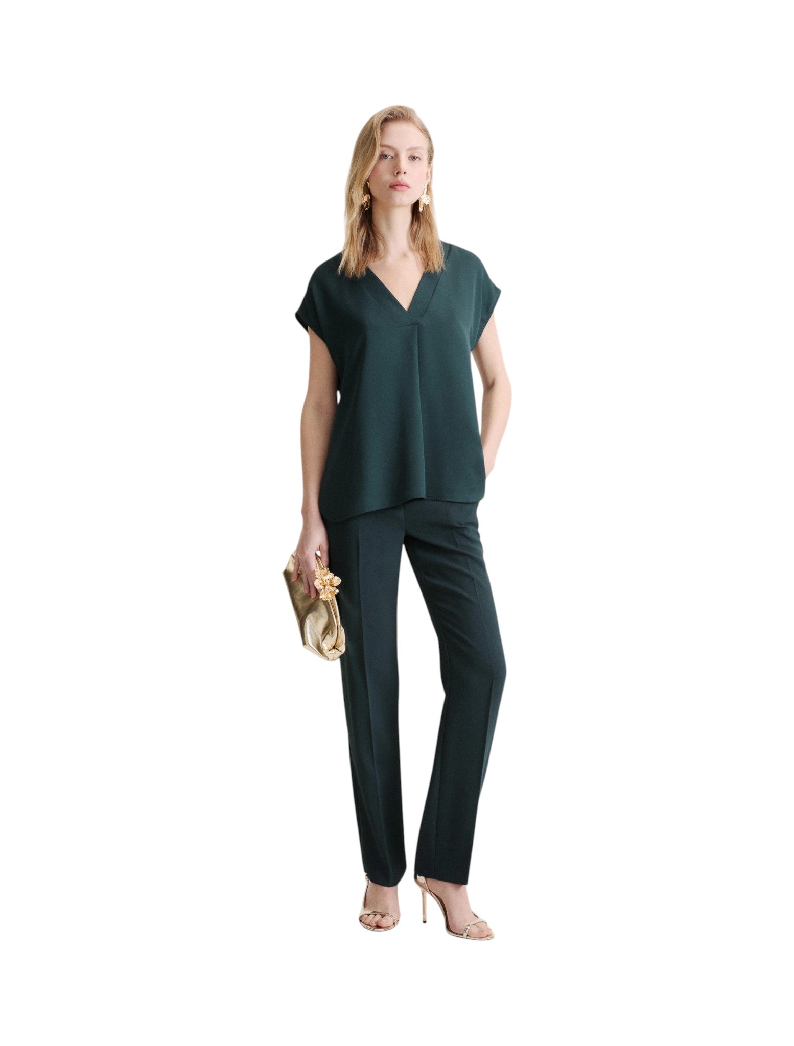 Camicia a Maniche Corte 2623116033200 BRINA Blu Pavone